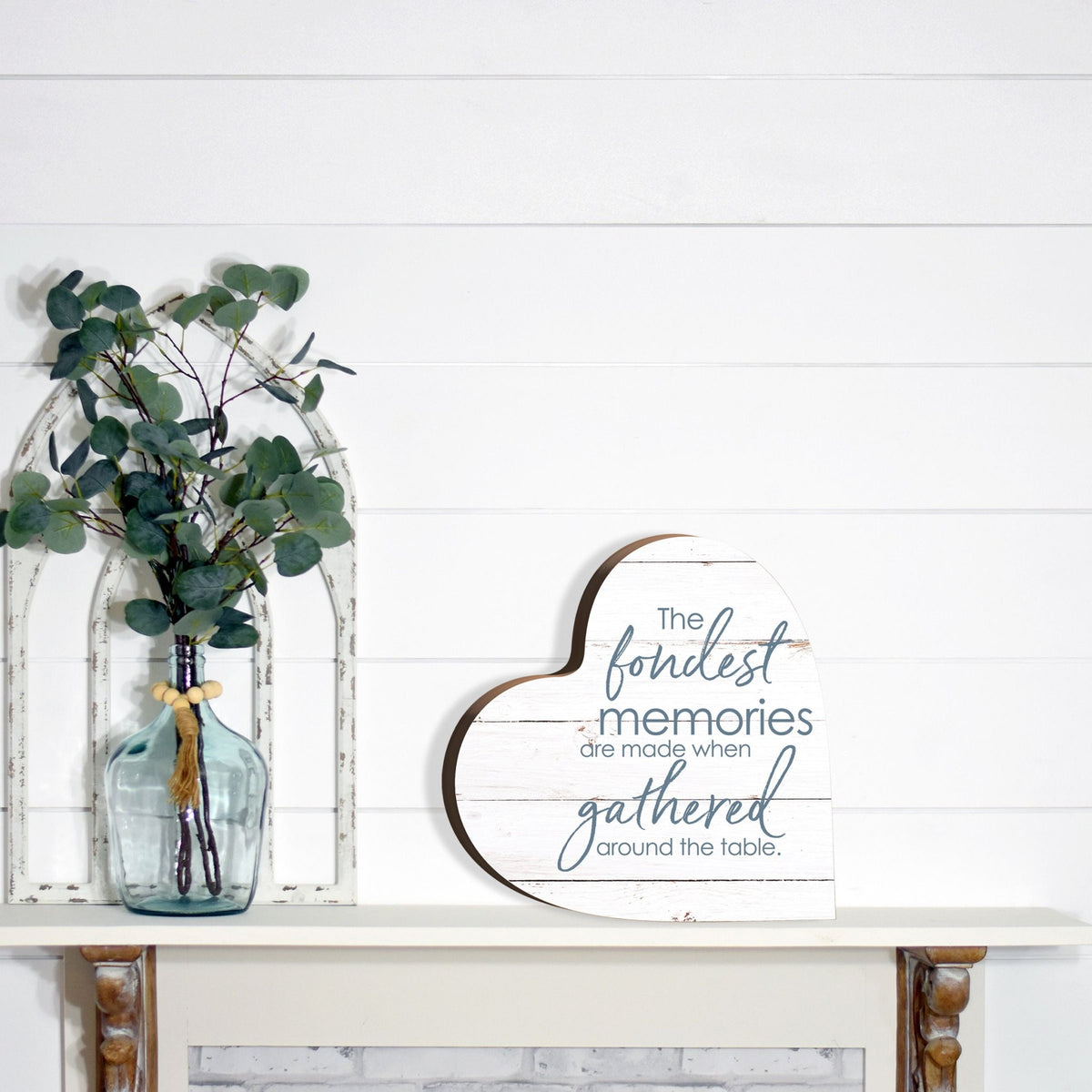 Wooden Inspirational Heart Block Sign for Home Decorations - LifeSong Milestones