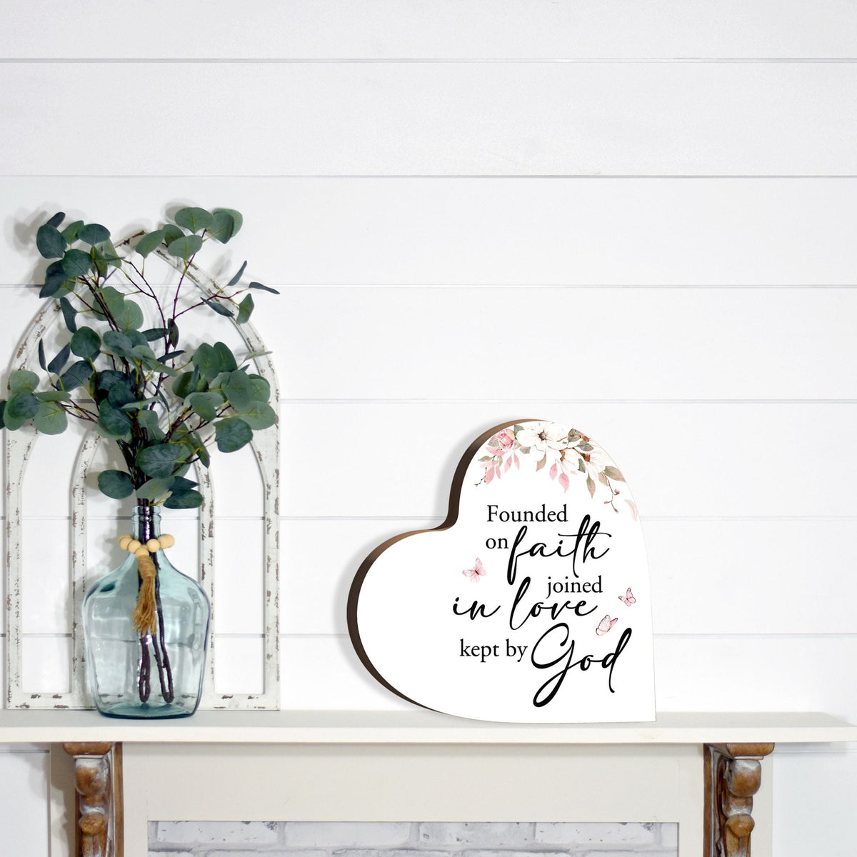 Wooden Inspirational Heart Block Sign for Home Decorations - LifeSong Milestones
