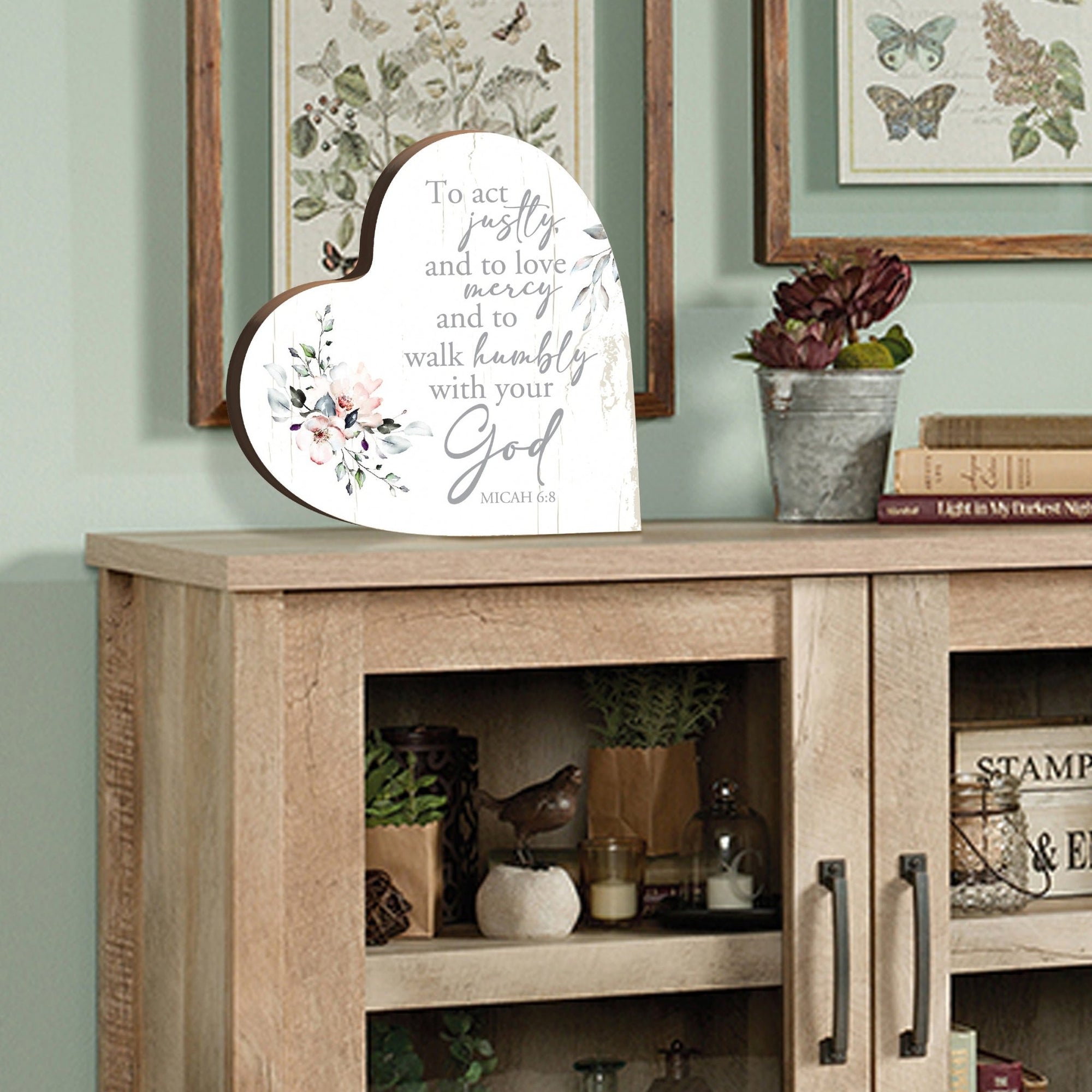 Wooden Inspirational Heart Block Sign for Home Decorations - LifeSong Milestones