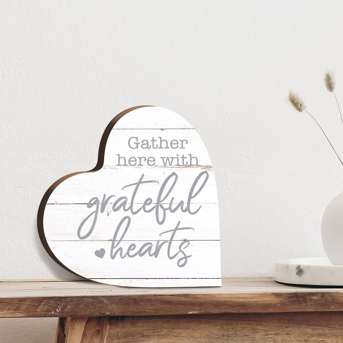 Wooden Inspirational Heart Block Sign for Home Decorations - LifeSong Milestones