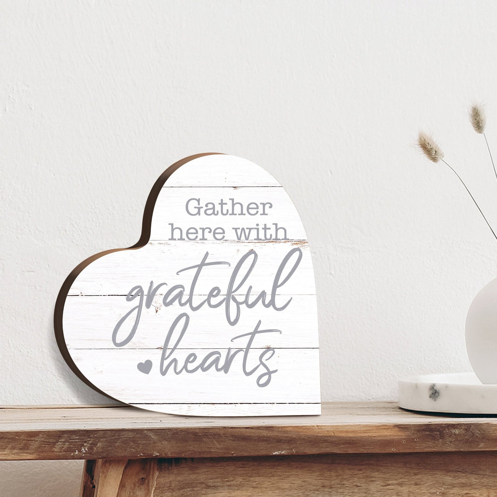 Wooden Inspirational Heart Block Sign for Home Decorations - LifeSong Milestones