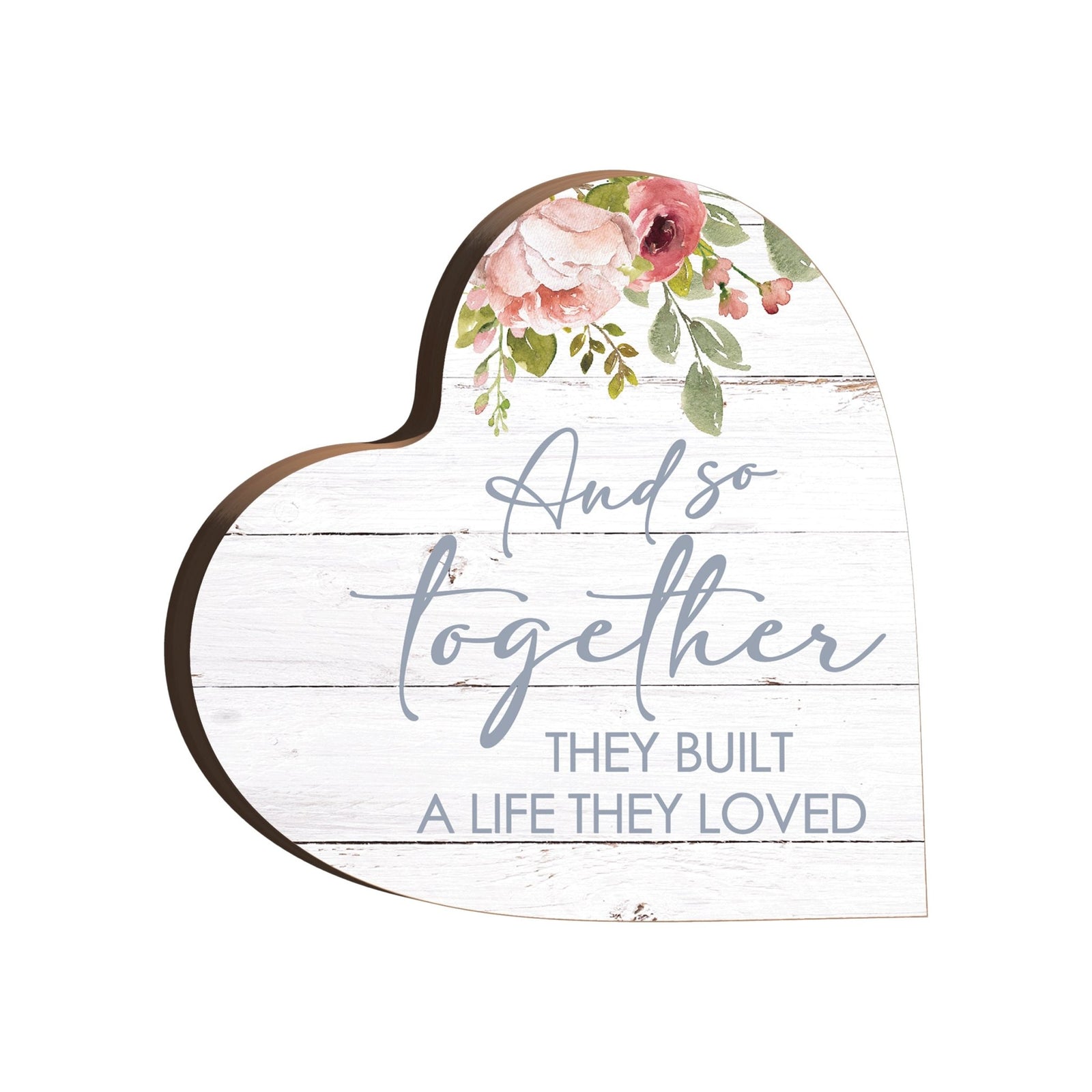 Wooden Inspirational Heart Block Sign for Home Decorations - LifeSong Milestones