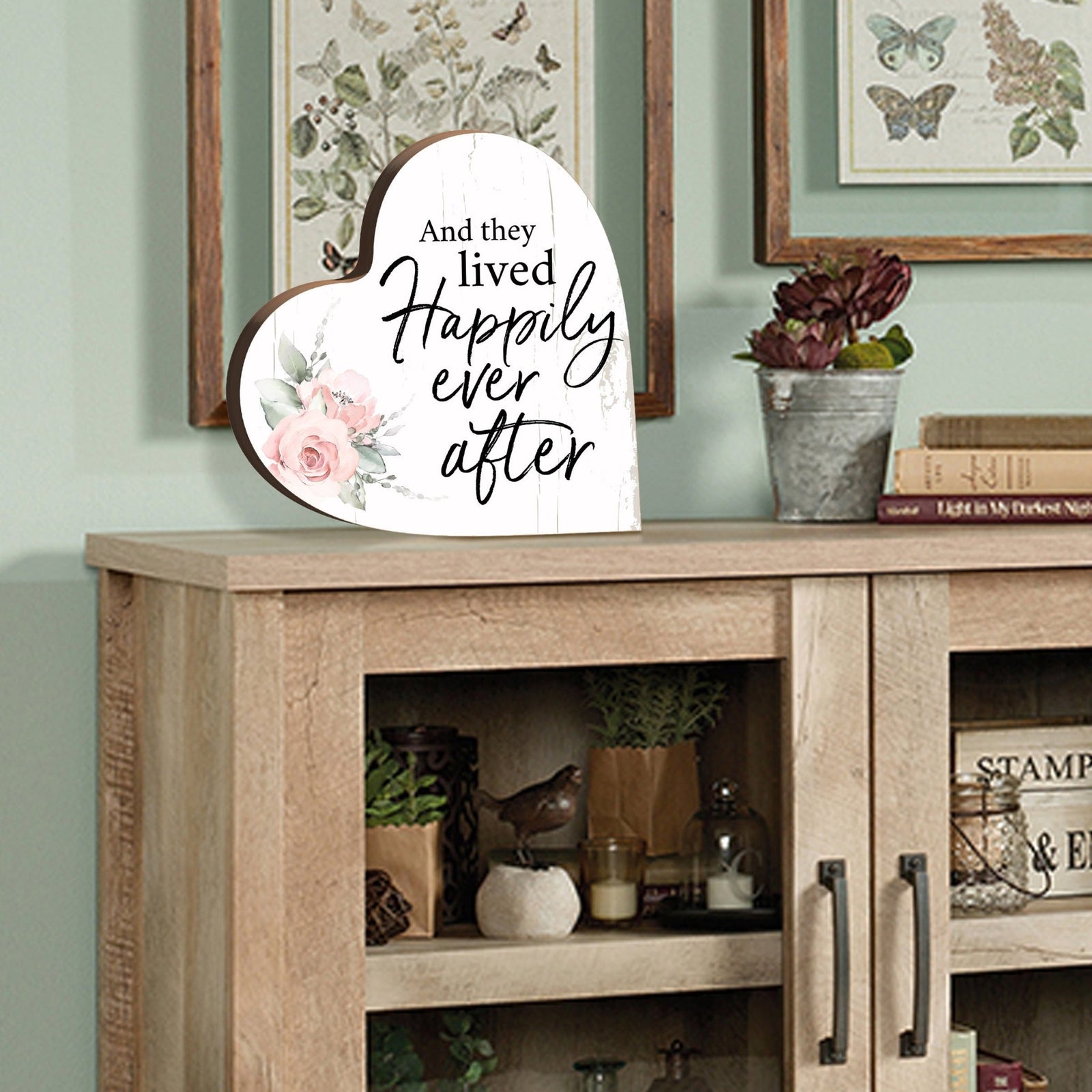 Wooden Inspirational Heart Block Sign for Home Decorations - LifeSong Milestones