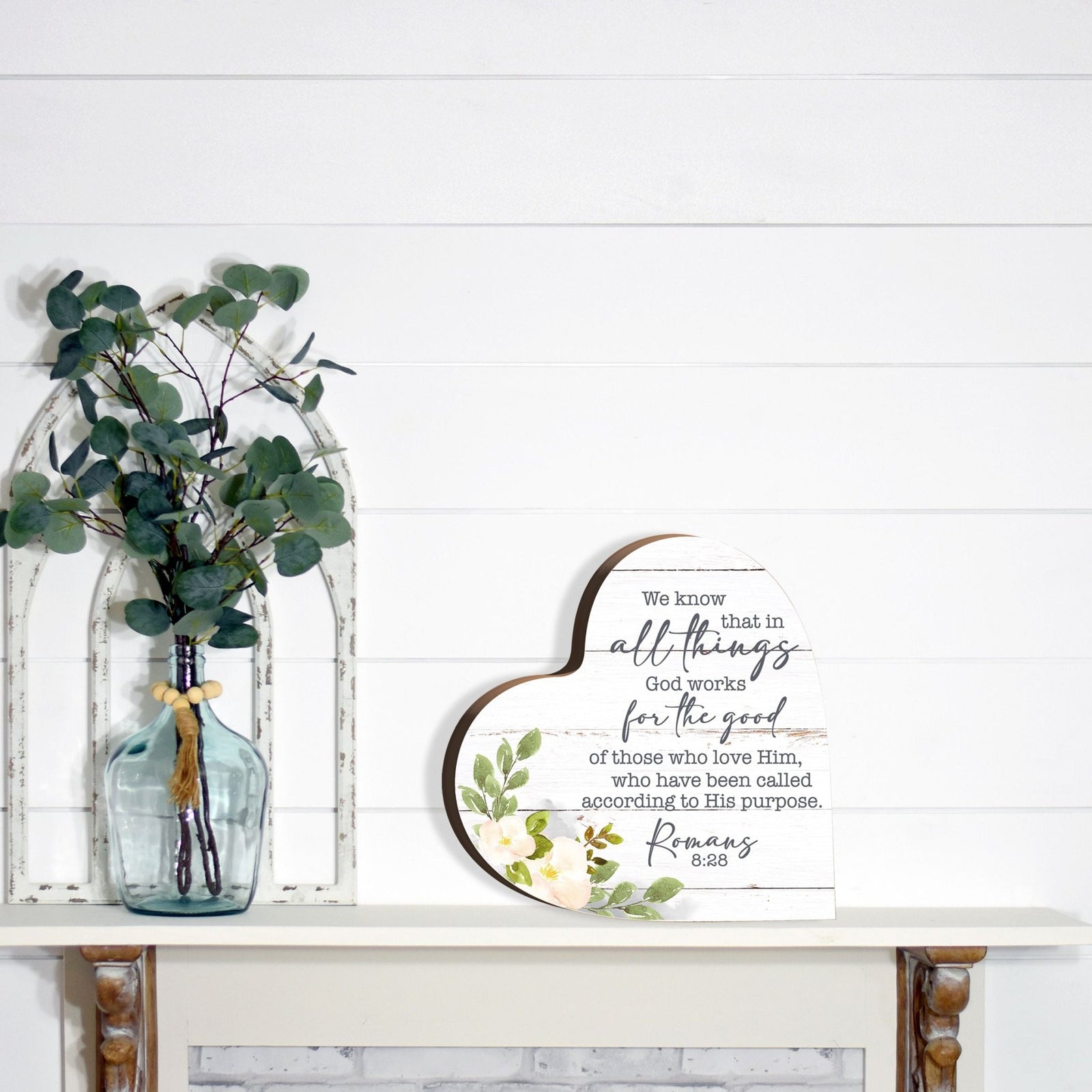 Wooden Inspirational Heart Block Sign for Home Decorations - LifeSong Milestones