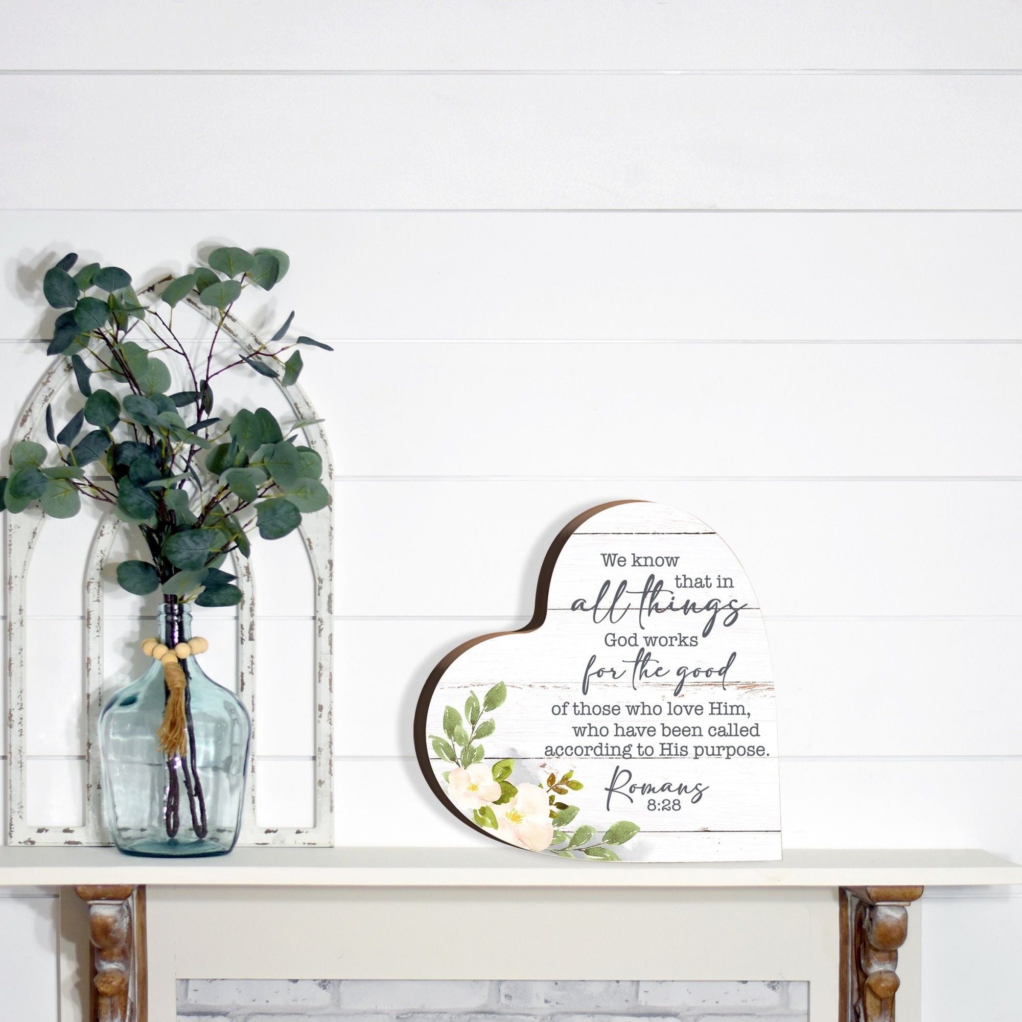 Wooden Inspirational Heart Block Sign for Home Decorations - LifeSong Milestones