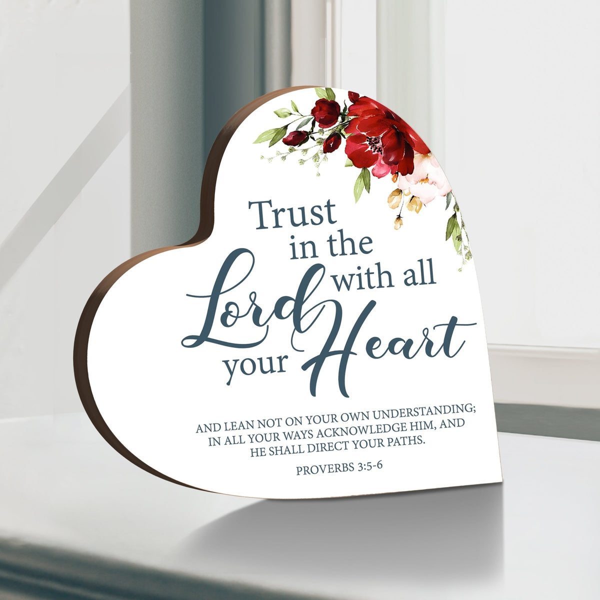 Wooden Inspirational Heart Block Sign for Home Decorations - LifeSong Milestones