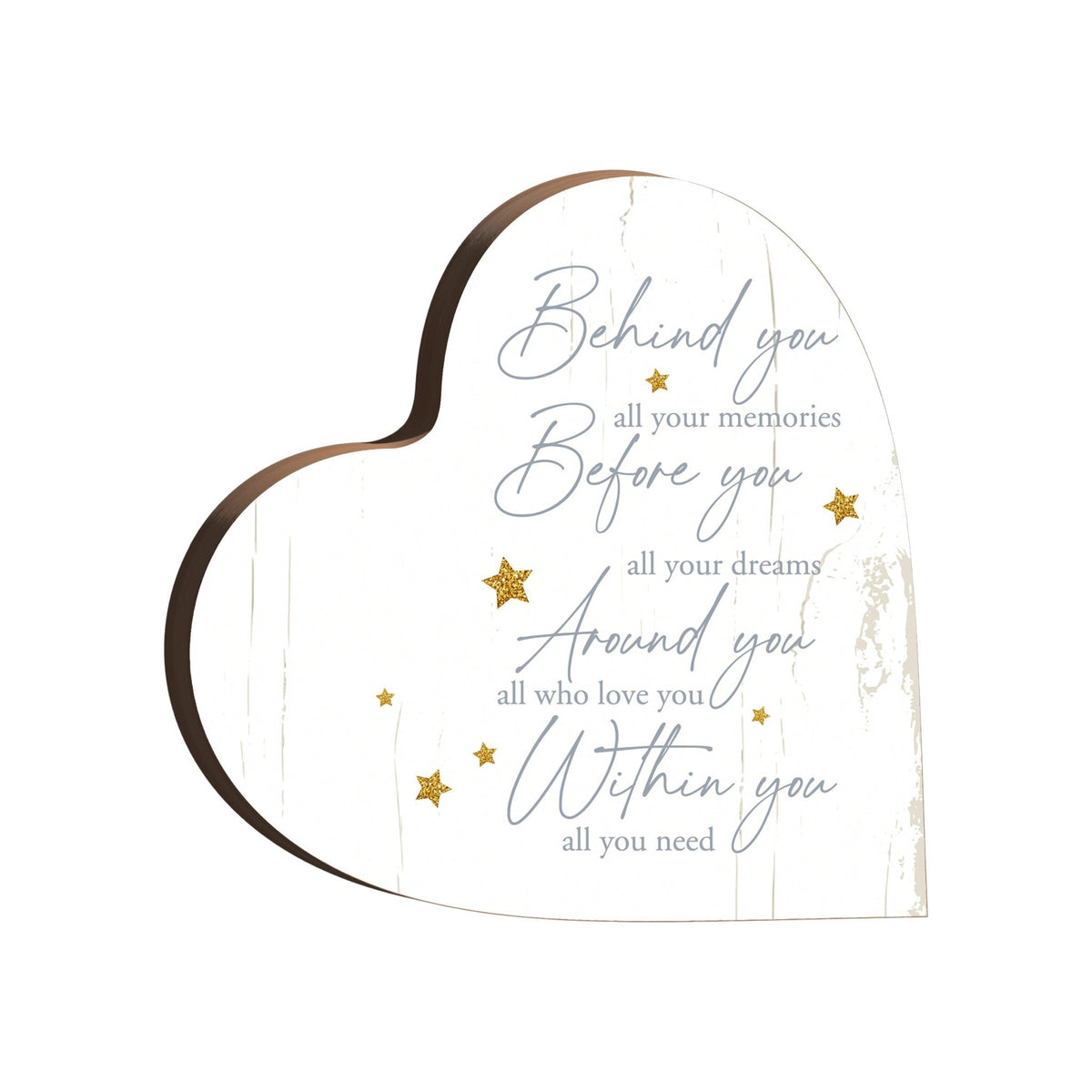 Wooden Inspirational Heart Block Sign for Home Decorations - LifeSong Milestones