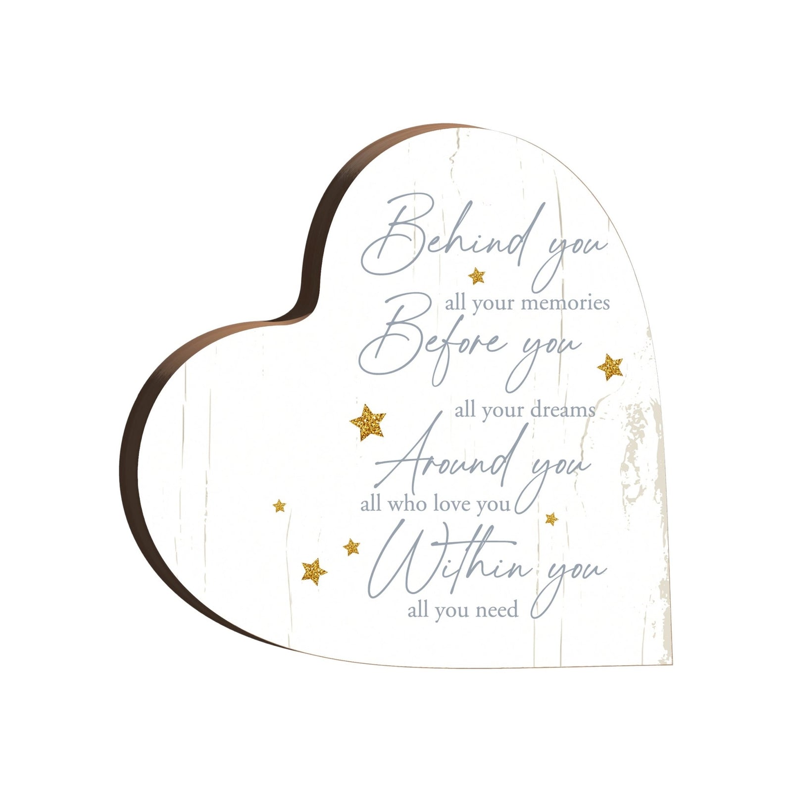 Wooden Inspirational Heart Block Sign for Home Decorations - LifeSong Milestones
