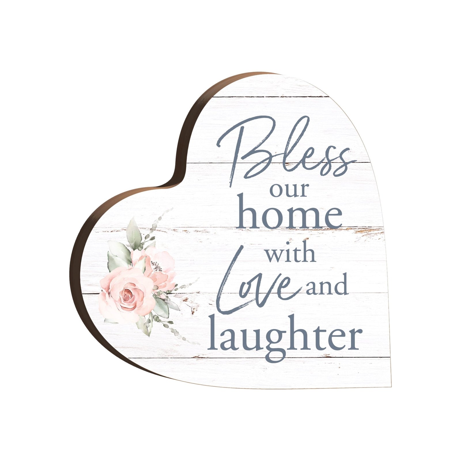 Wooden Inspirational Heart Block Sign for Home Decorations - LifeSong Milestones
