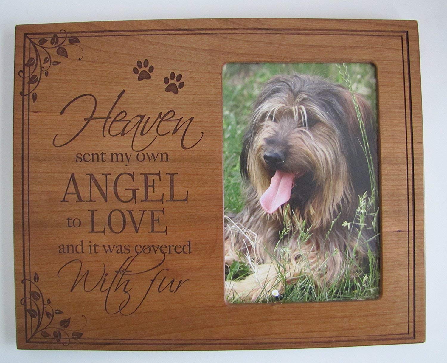 Wooden Memorial 8x10 Picture Frame for Pet holds 4x6 photo Heaven Sent My Own Angel - LifeSong Milestones
