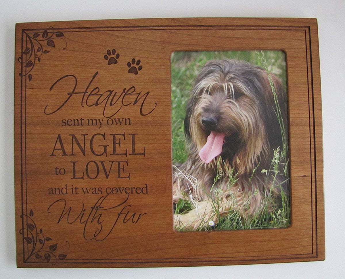 Wooden Memorial 8x10 Picture Frame for Pet holds 4x6 photo Heaven Sent My Own Angel - LifeSong Milestones
