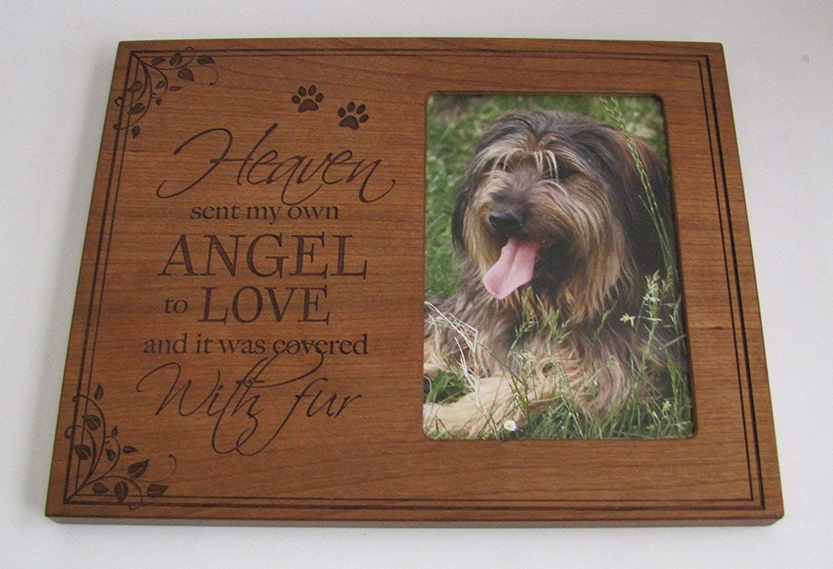Wooden Memorial 8x10 Picture Frame for Pet holds 4x6 photo Heaven Sent My Own Angel - LifeSong Milestones