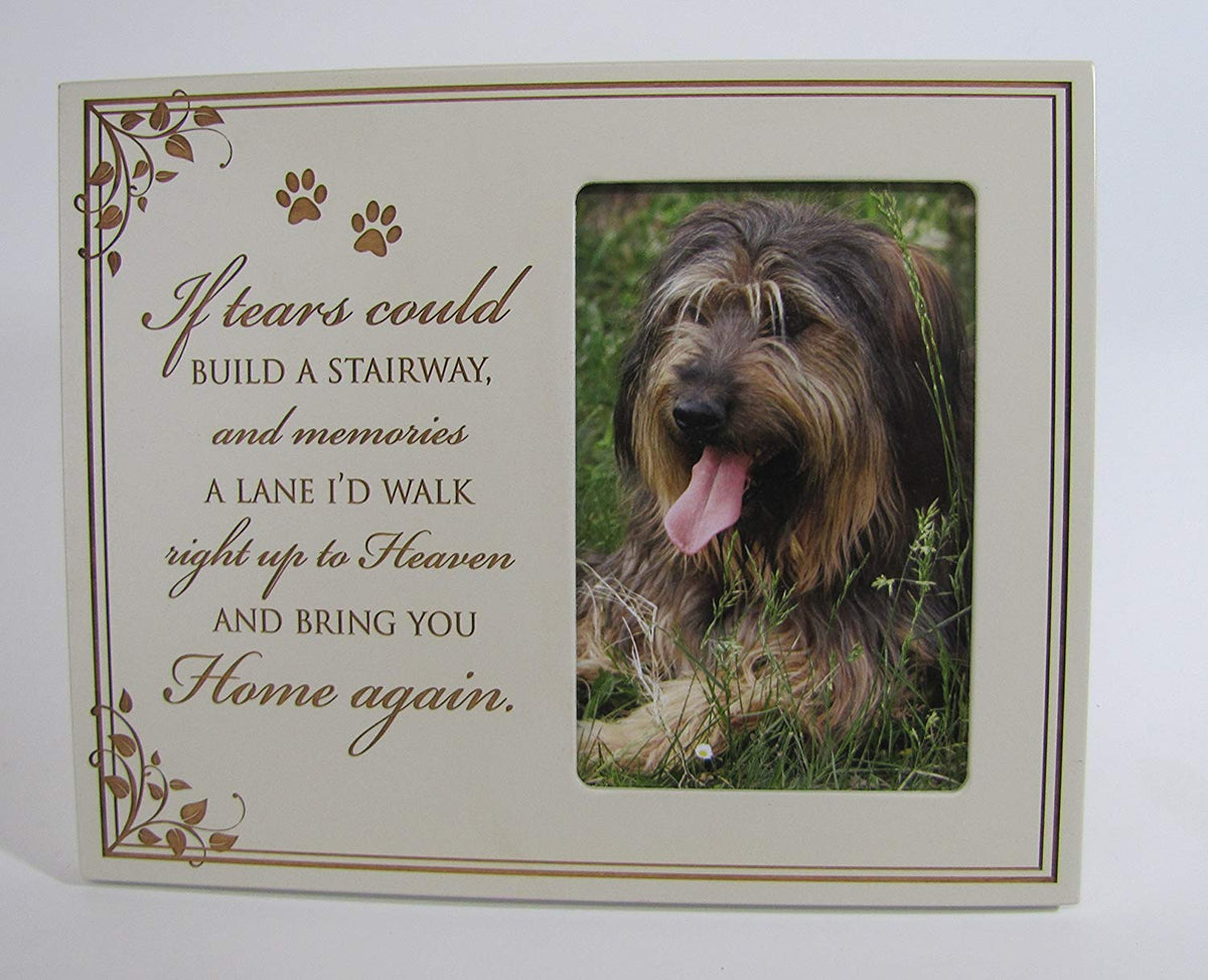 Wooden Memorial 8x10 Picture Frame for Pet holds 4x6 photo If Tears Could Build a Stairway - LifeSong Milestones