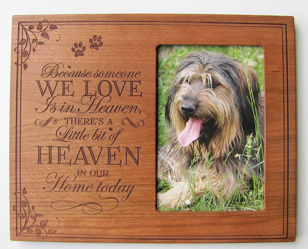 Wooden Memorial 8x10 Picture Frame for Pet holds 4x6 photo Someone We Love in Heaven - LifeSong Milestones