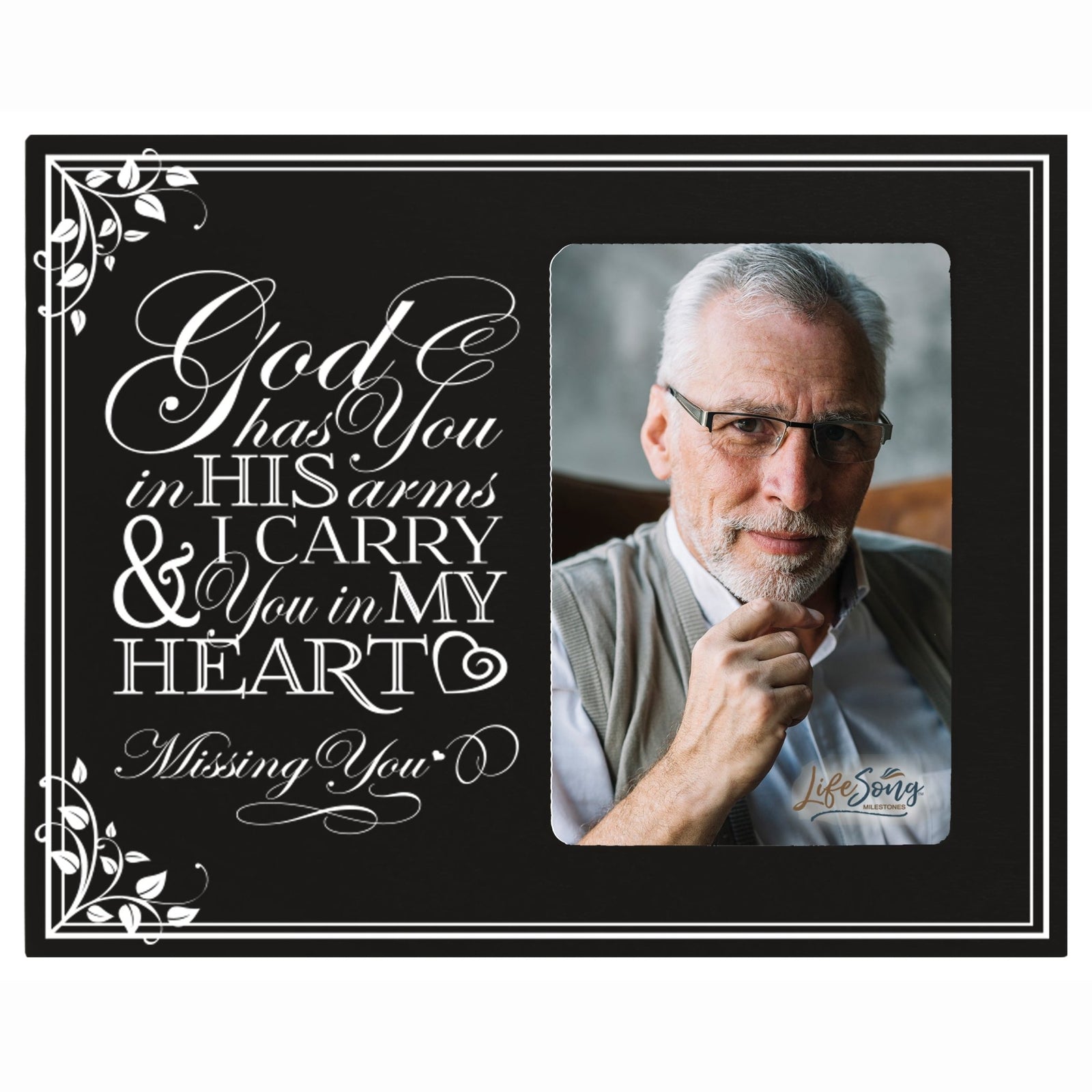 Wooden Memorial 8x10 Picture Frame holds 4x6 photo God Has You - LifeSong Milestones