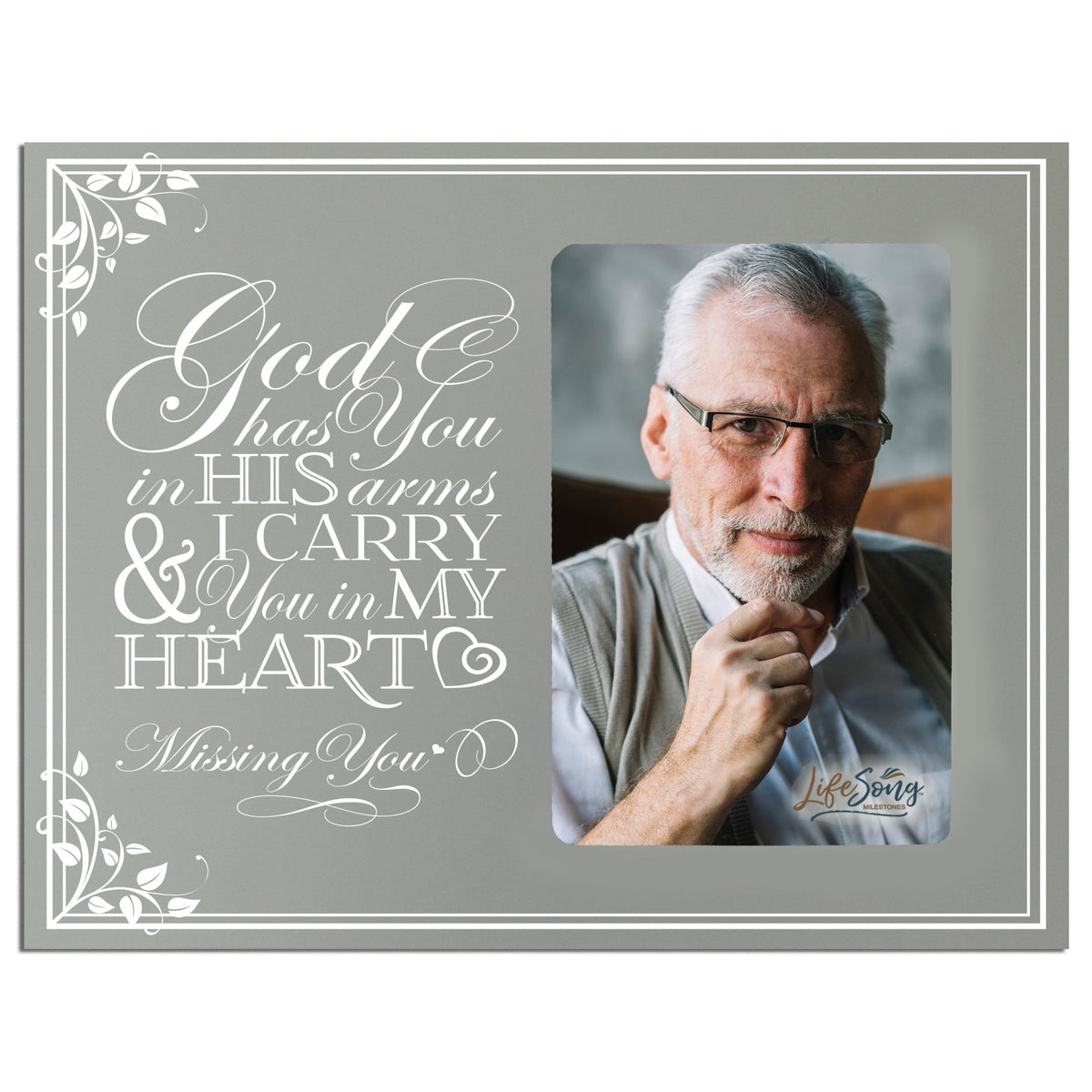 Wooden Memorial 8x10 Picture Frame holds 4x6 photo God Has You - LifeSong Milestones