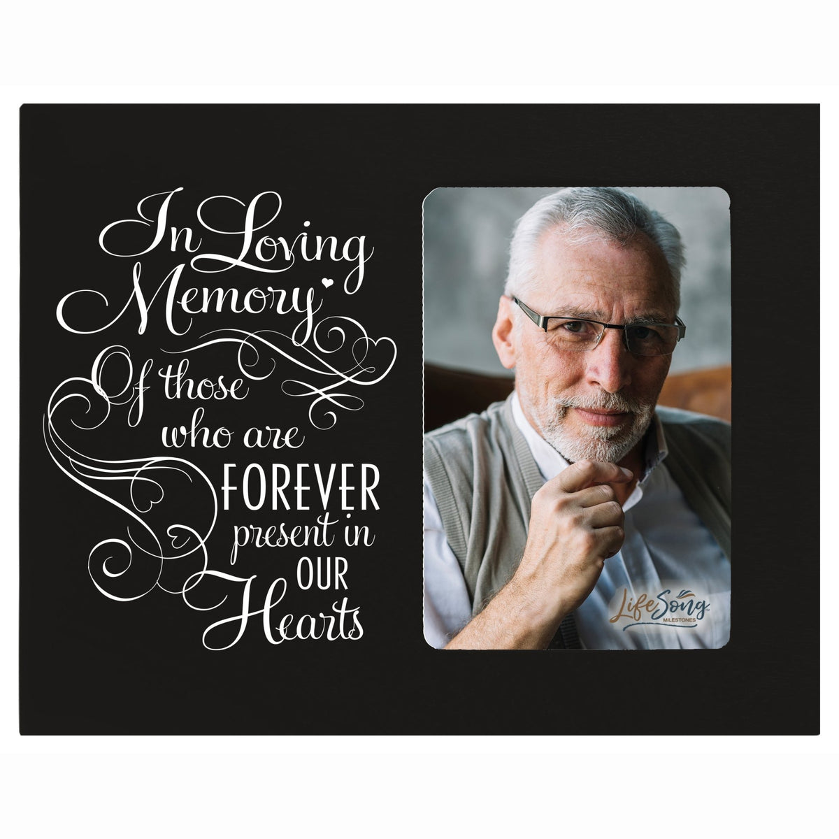 Wooden Memorial 8x10 Picture Frame holds 4x6 photo Present In Our Hearts - LifeSong Milestones