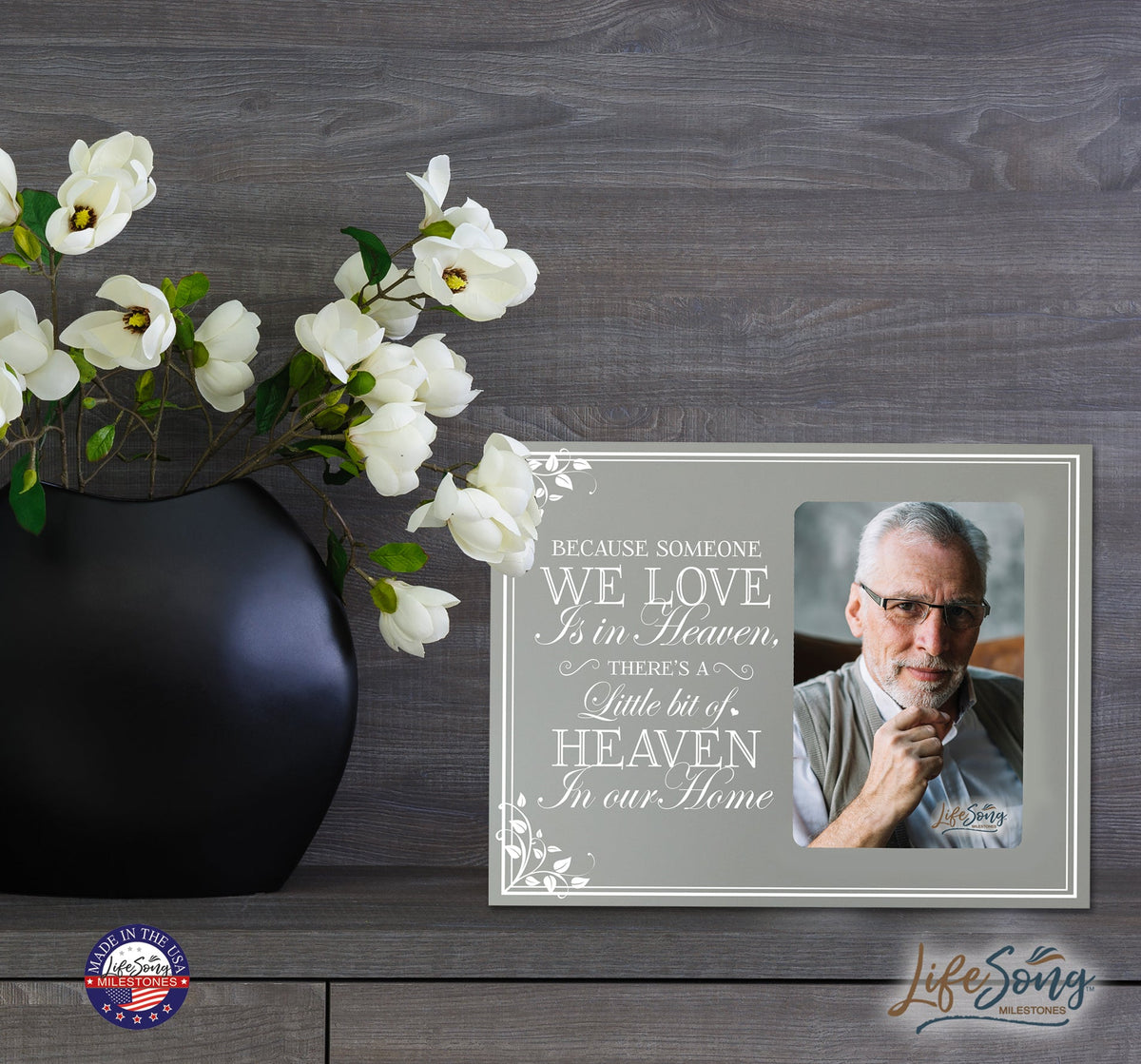 Wooden Memorial 8x10 Picture Frame holds 4x6 photo Someone We Love - LifeSong Milestones