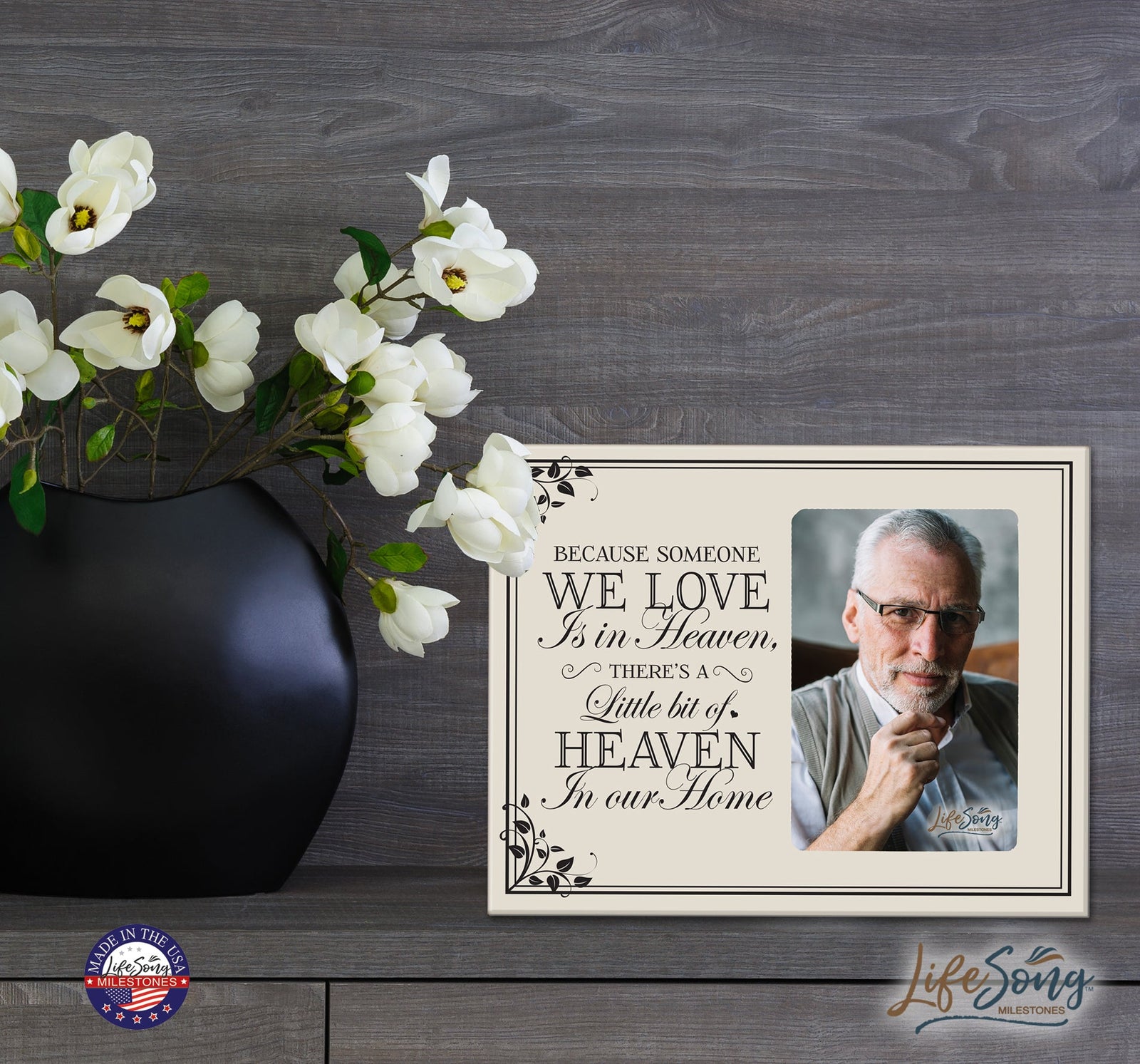 Wooden Memorial 8x10 Picture Frame holds 4x6 photo Someone We Love - LifeSong Milestones