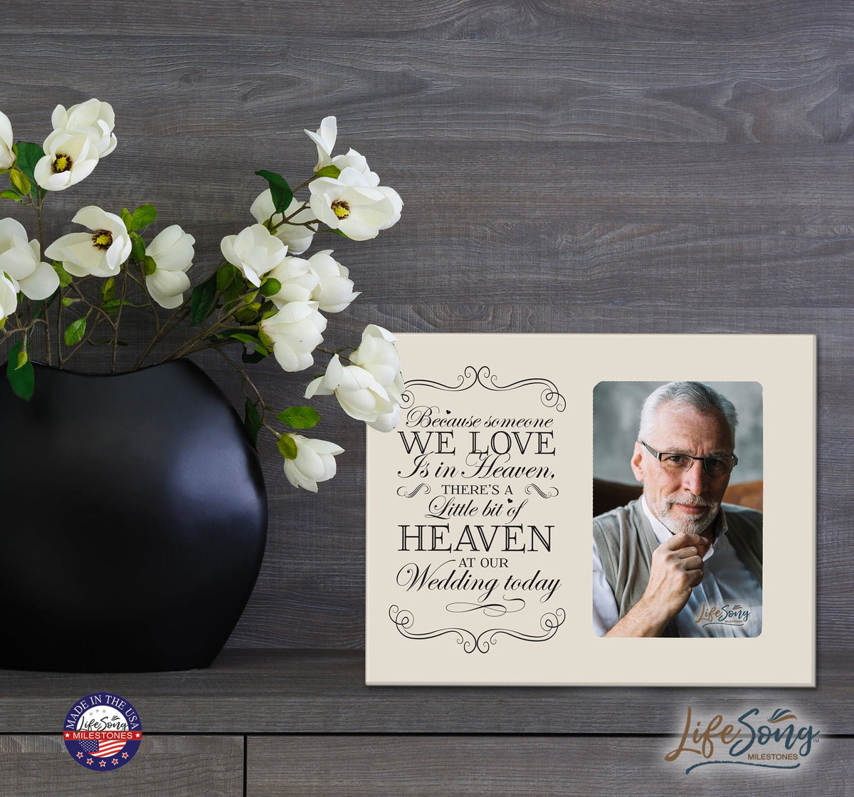 Wooden Memorial 8x10 Picture Frame holds 4x6 photo Someone We Love - LifeSong Milestones