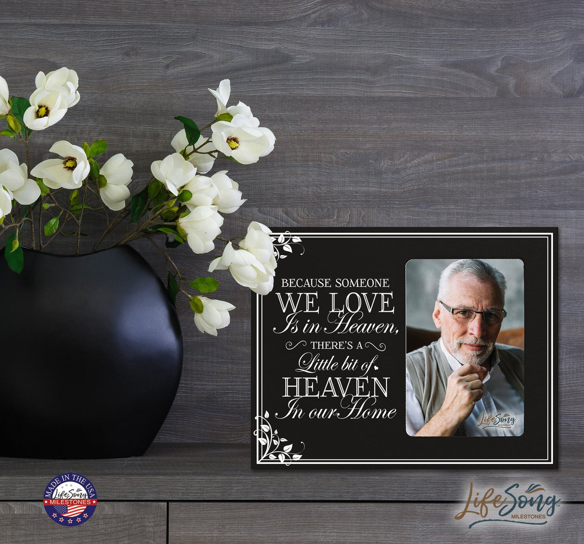 Wooden Memorial 8x10 Picture Frame holds 4x6 photo Someone We Love - LifeSong Milestones