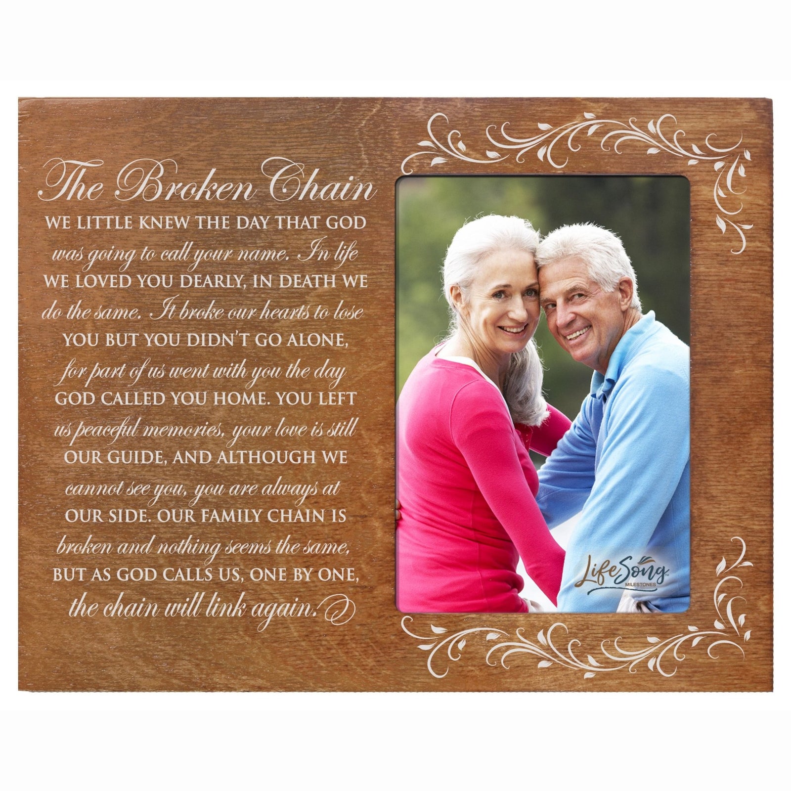 Wooden Memorial 8x10 Picture Frame holds 4x6 photo The Broken Chain - LifeSong Milestones