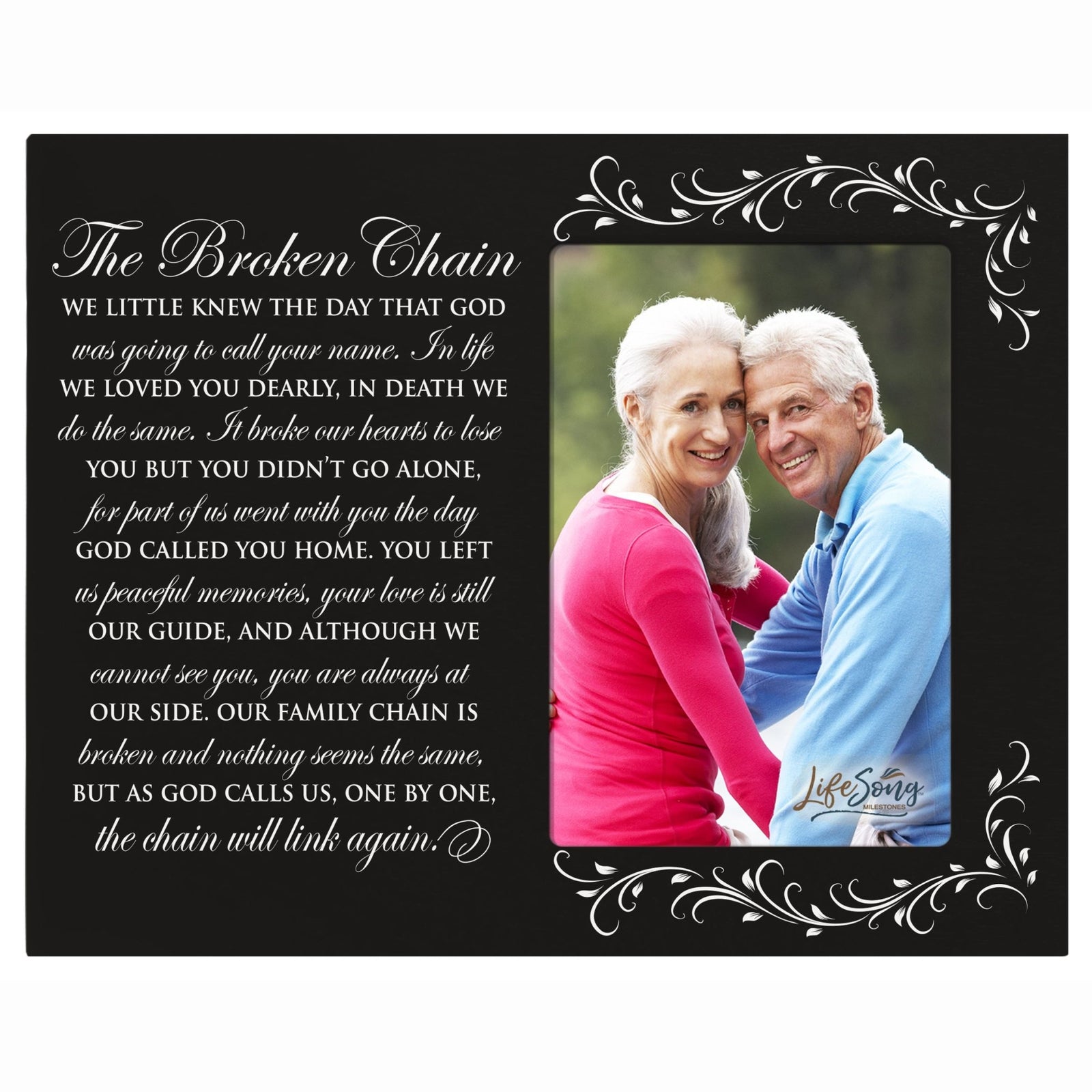Wooden Memorial 8x10 Picture Frame holds 4x6 photo The Broken Chain - LifeSong Milestones