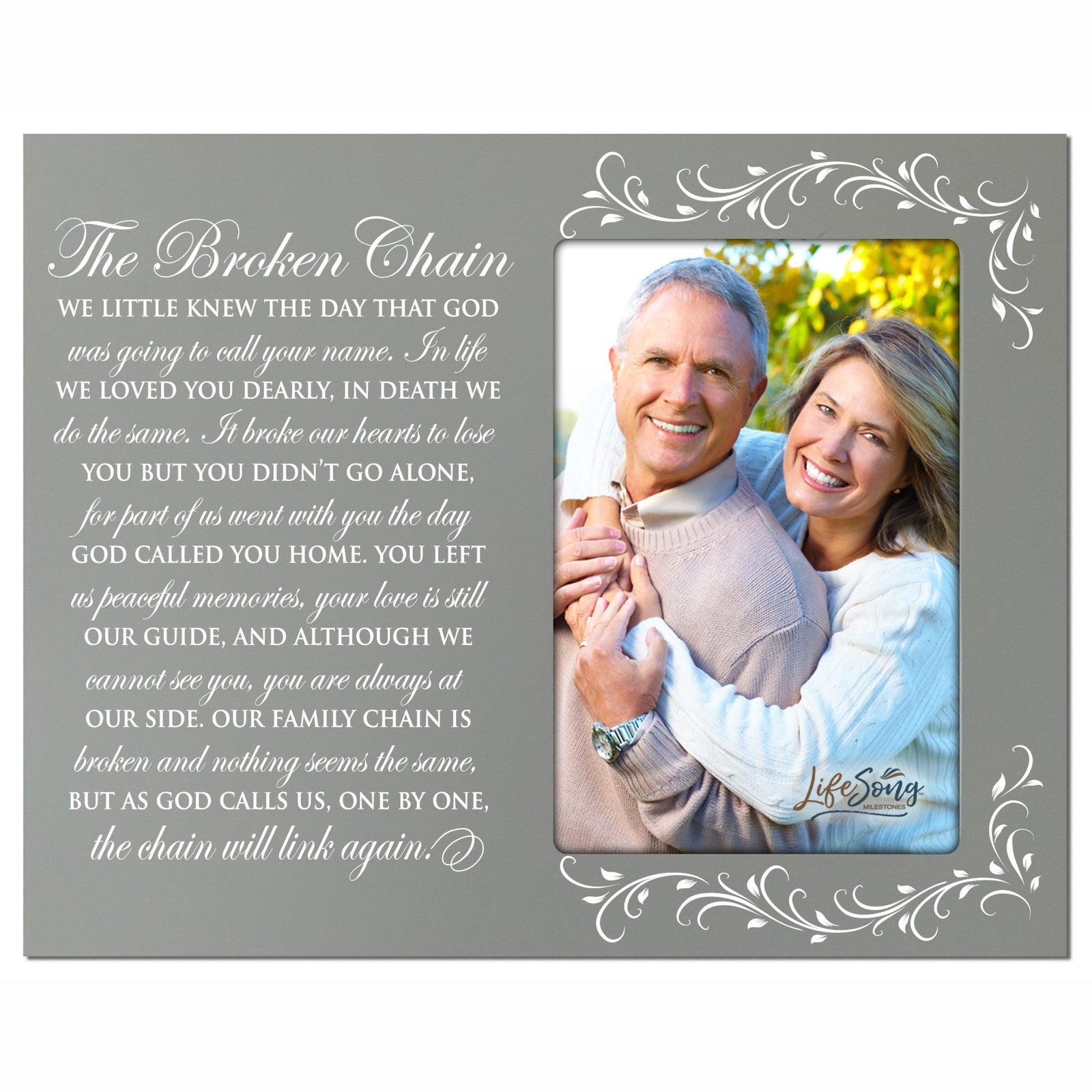 Wooden Memorial 8x10 Picture Frame holds 4x6 photo The Broken Chain - LifeSong Milestones