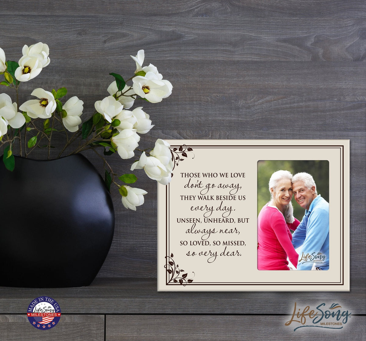 Wooden Memorial 8x10 Picture Frame holds 4x6 photo Those Who We Love - LifeSong Milestones