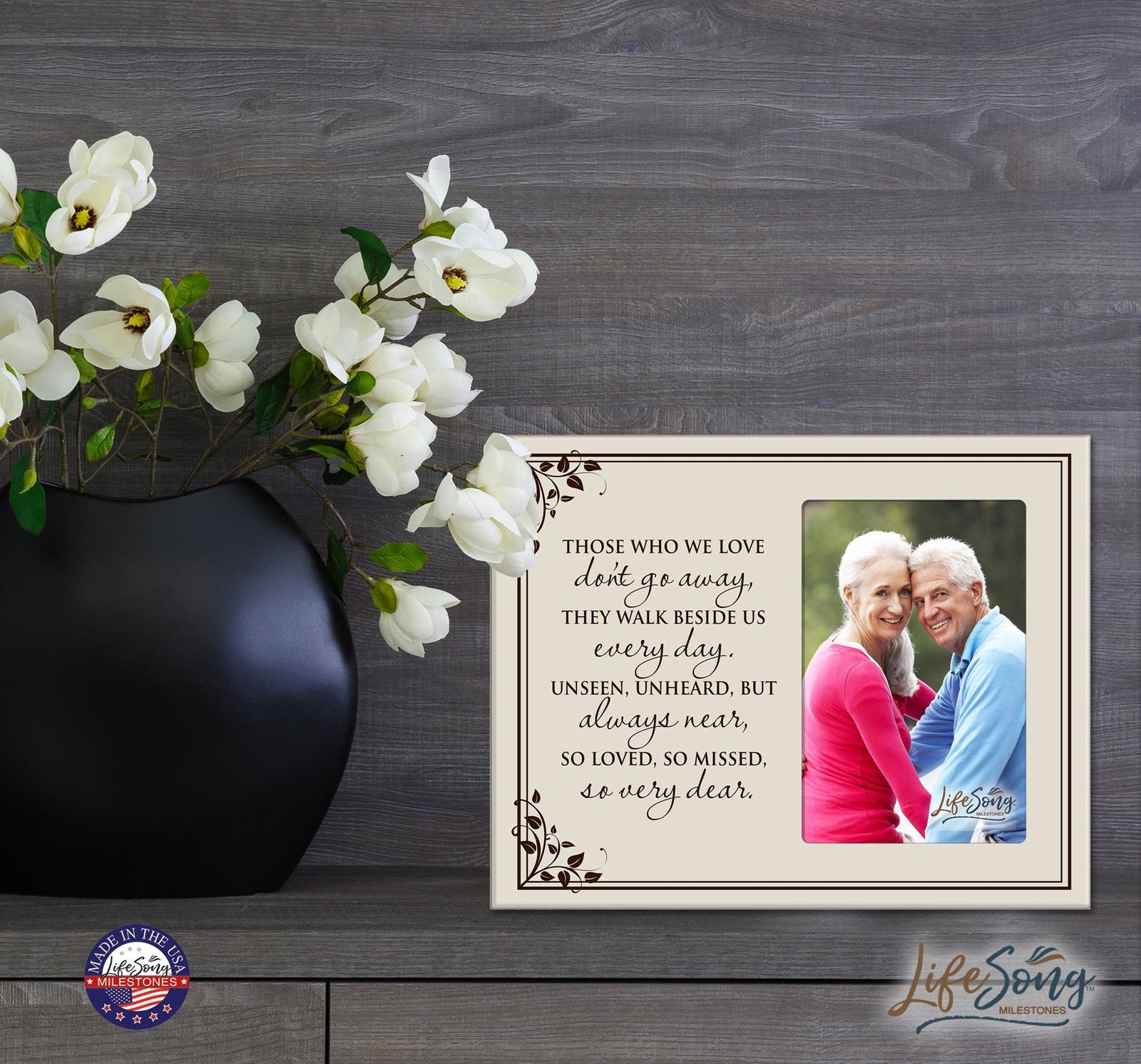 Wooden Memorial 8x10 Picture Frame holds 4x6 photo Those Who We Love - LifeSong Milestones