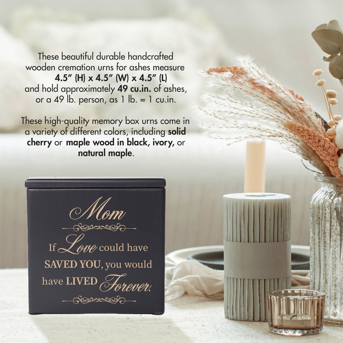 Handcrafted Memorial Wooden Keepsake Urns for Mom