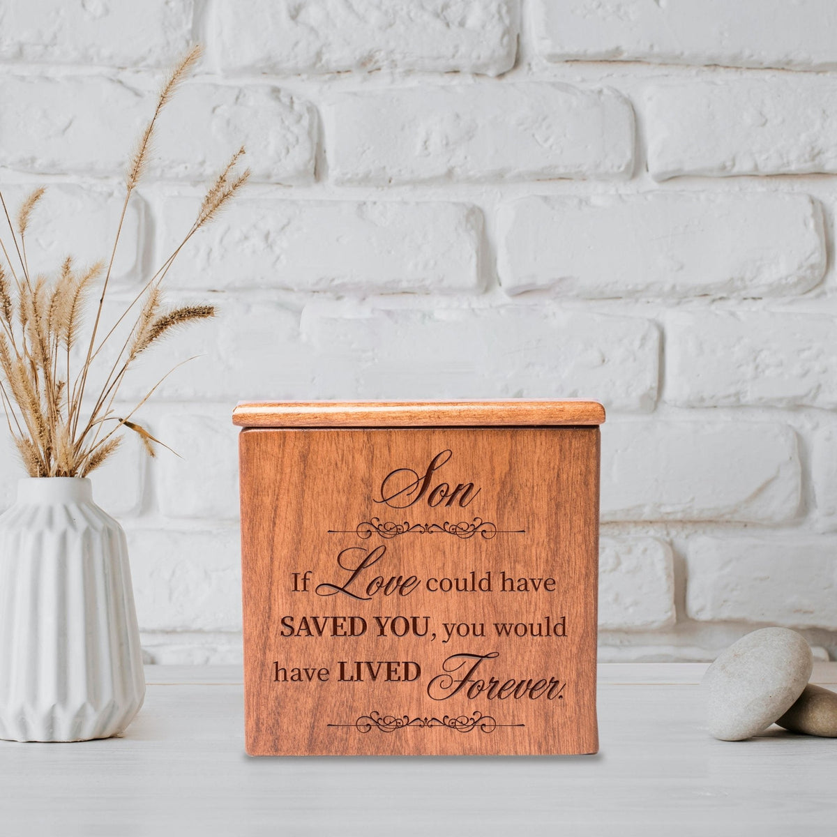 Decorative Memorial Wooden Keepsake Urns Box for Son