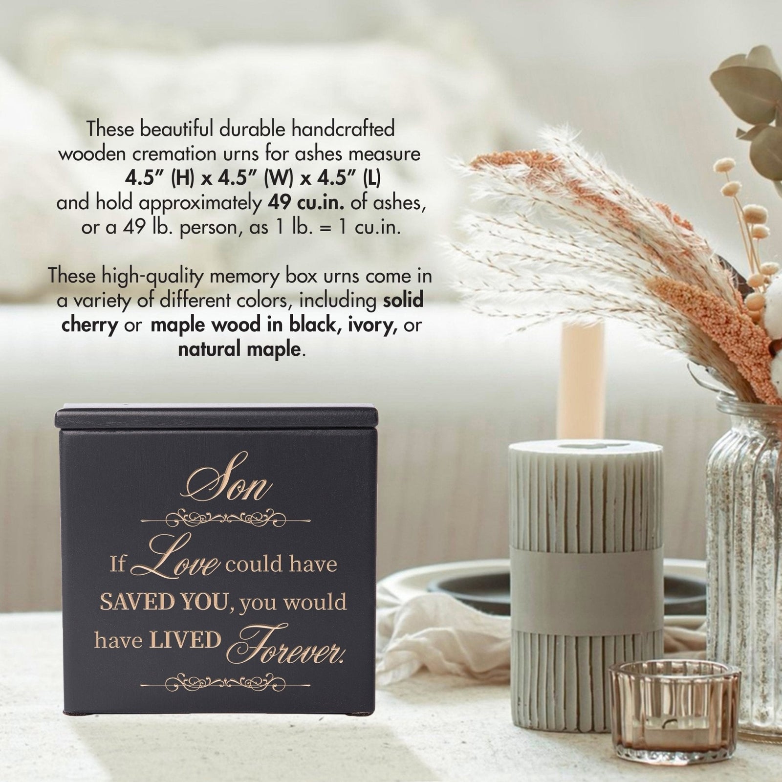 Premium Wooden Memorial Keepsake Urns for Beloved Son