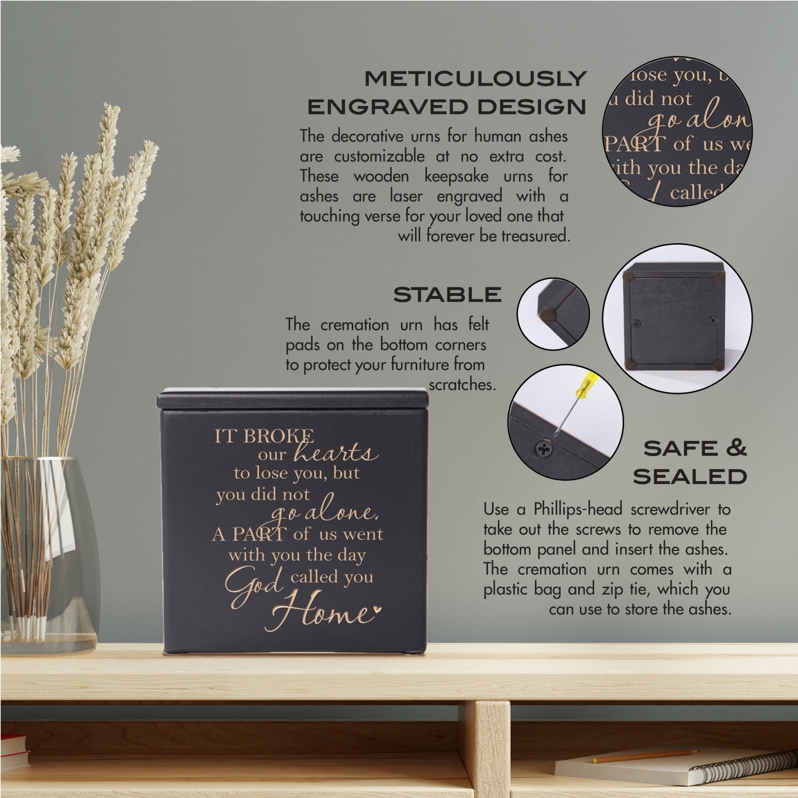 Funeral Wooden Keepsake Urn Box for Cherished Memories