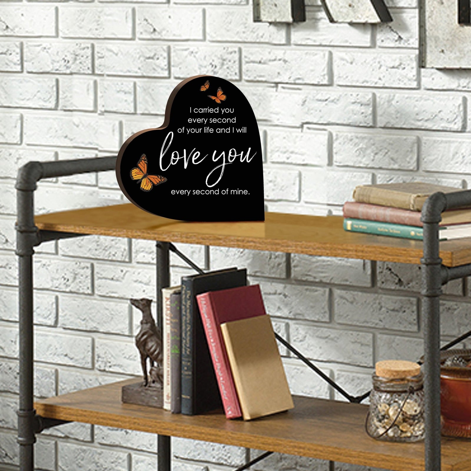 Wooden Memorial Heart Block Sign for Loss of Loved One - LifeSong Milestones