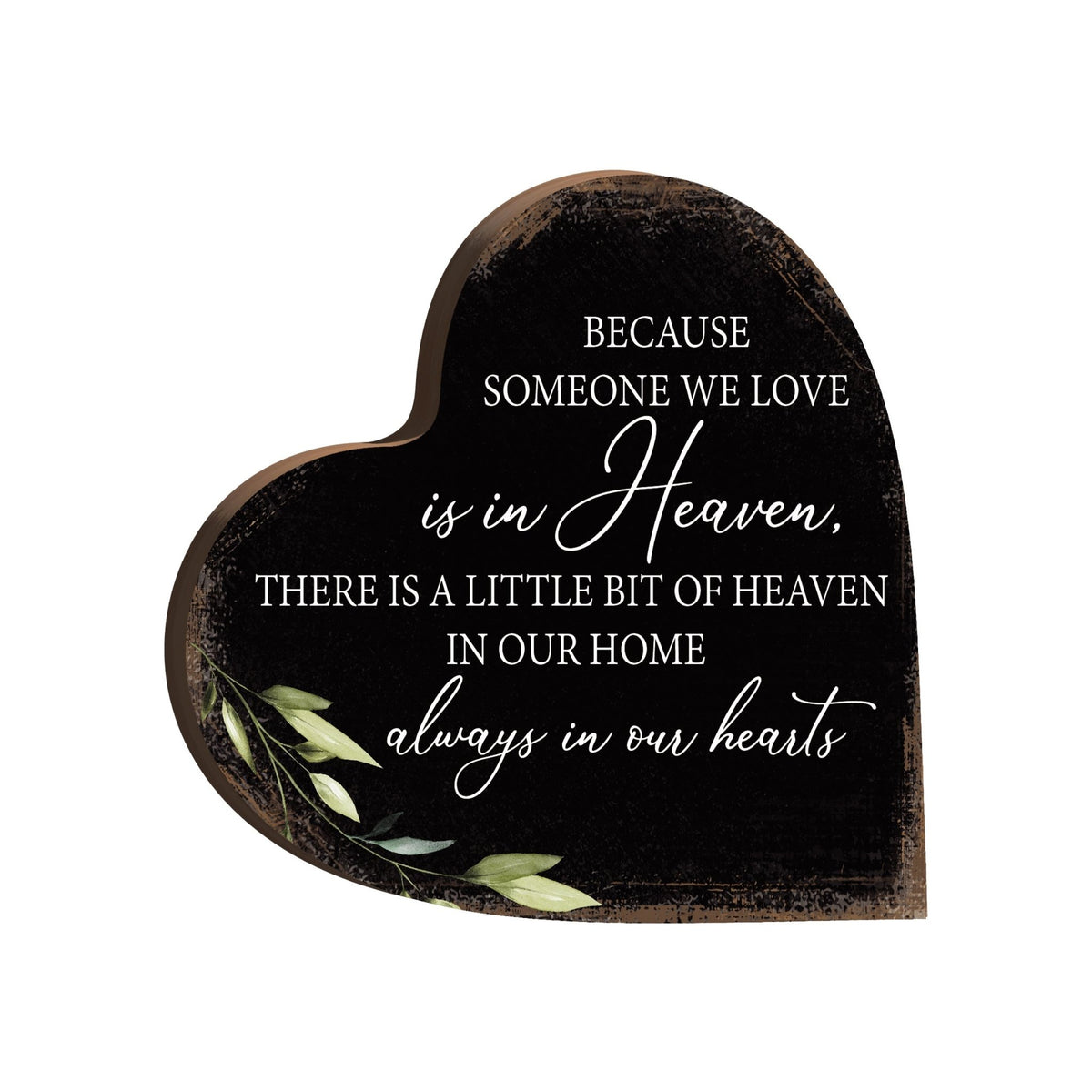 Wooden Memorial Heart Block Sign for Loss of Loved One - LifeSong Milestones