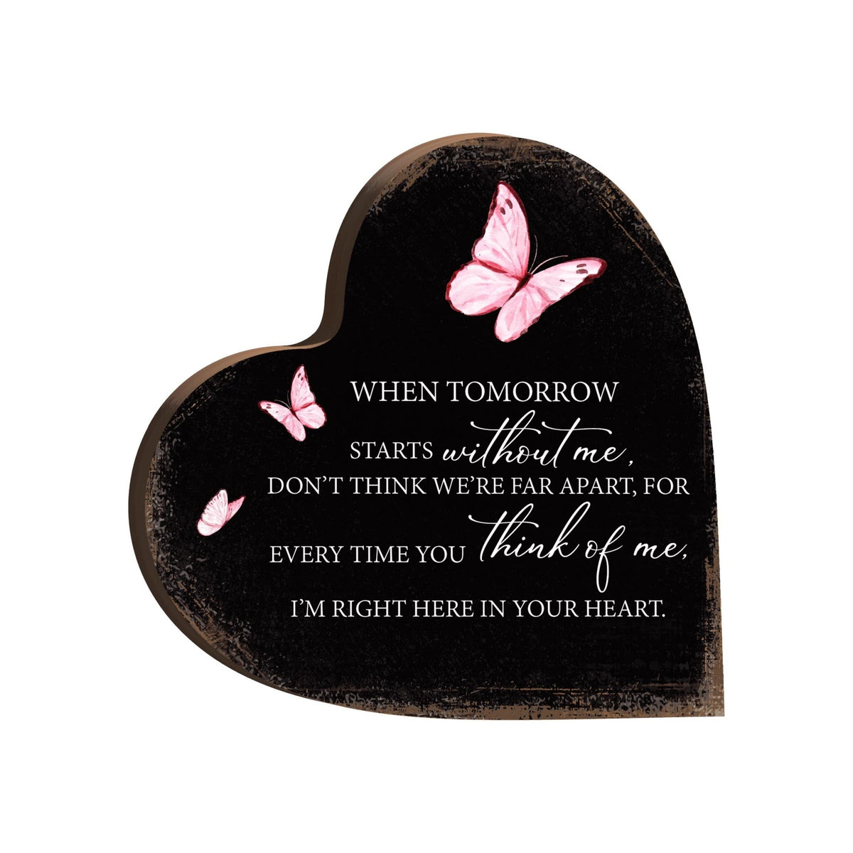 Wooden Memorial Heart Block Sign for Loss of Loved One - LifeSong Milestones