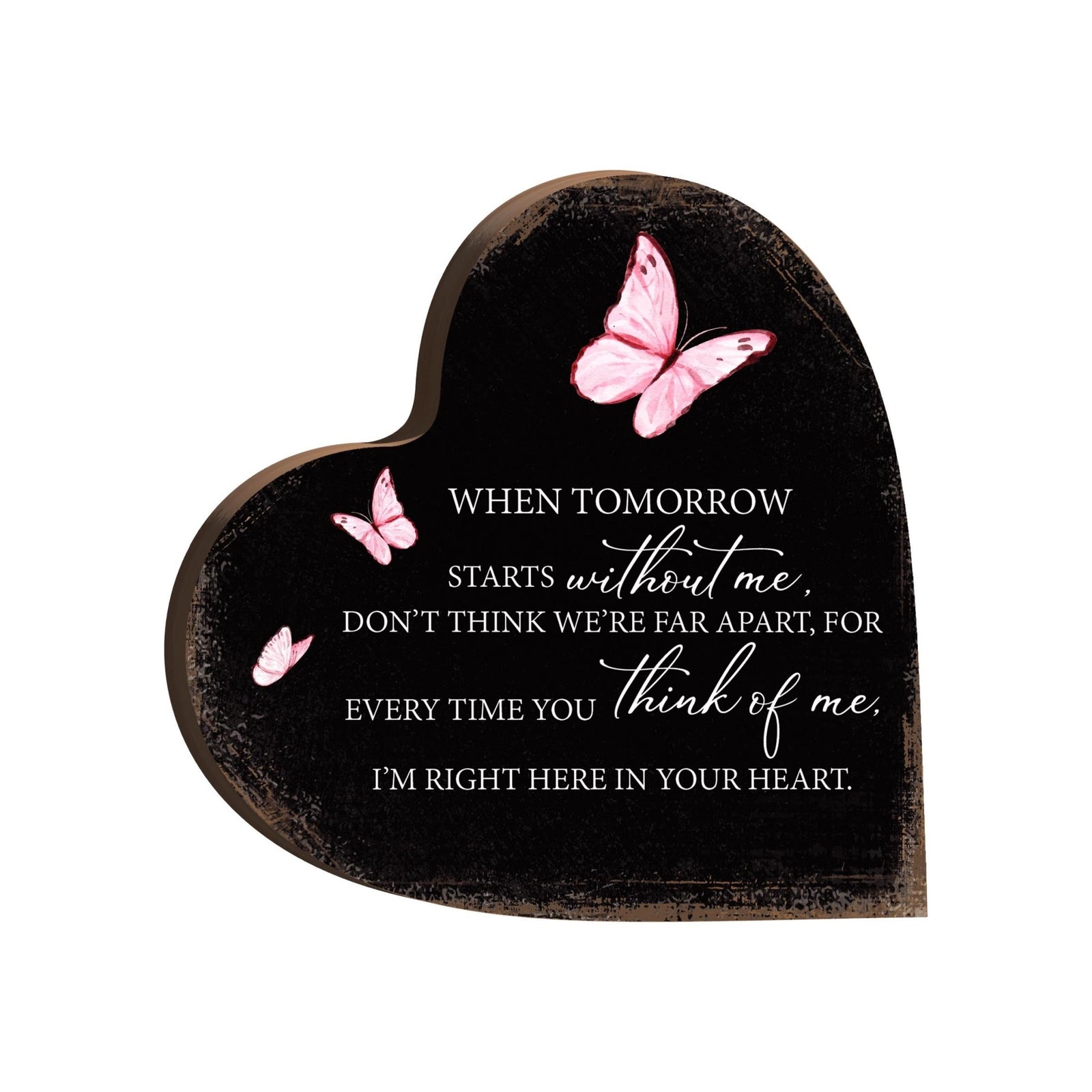Wooden Memorial Heart Block Sign for Loss of Loved One - LifeSong Milestones