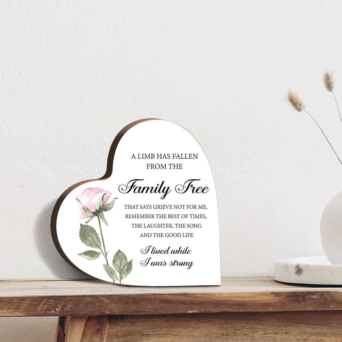 Wooden Memorial Heart Block Sign for Loss of Loved One - LifeSong Milestones