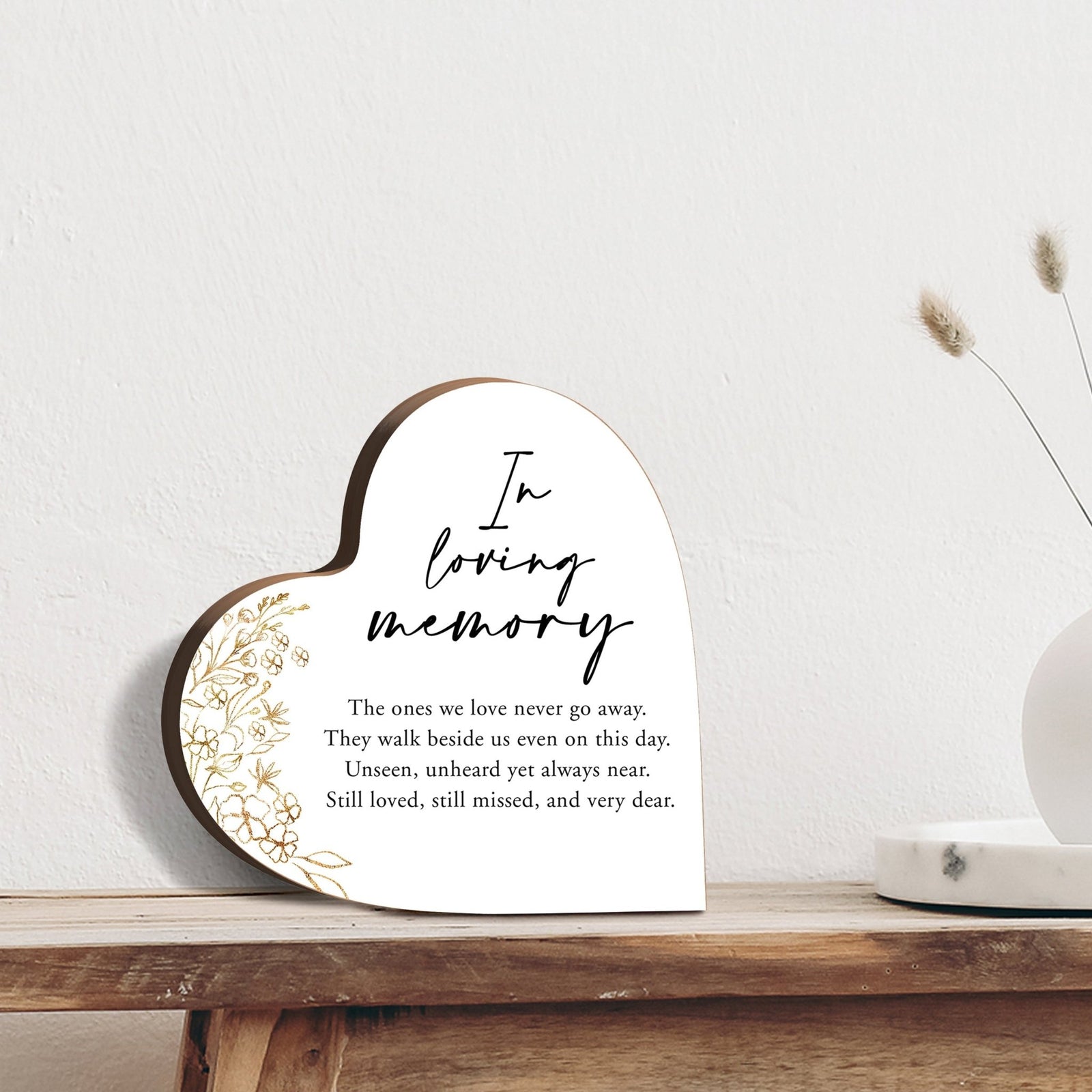 Wooden Memorial Heart Block Sign for Loss of Loved One - LifeSong Milestones