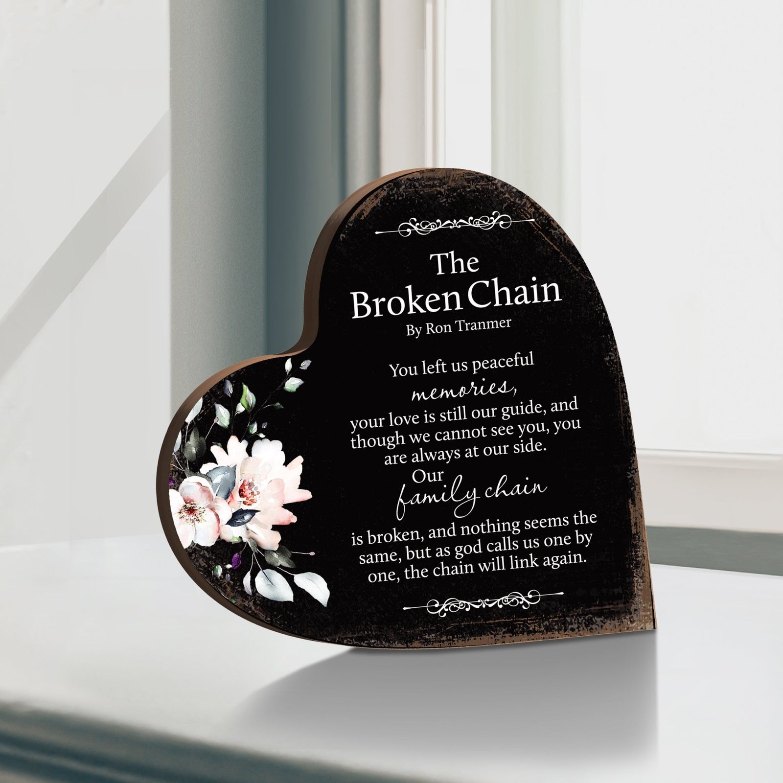 Wooden Memorial Heart Block Sign for Loss of Loved One - LifeSong Milestones