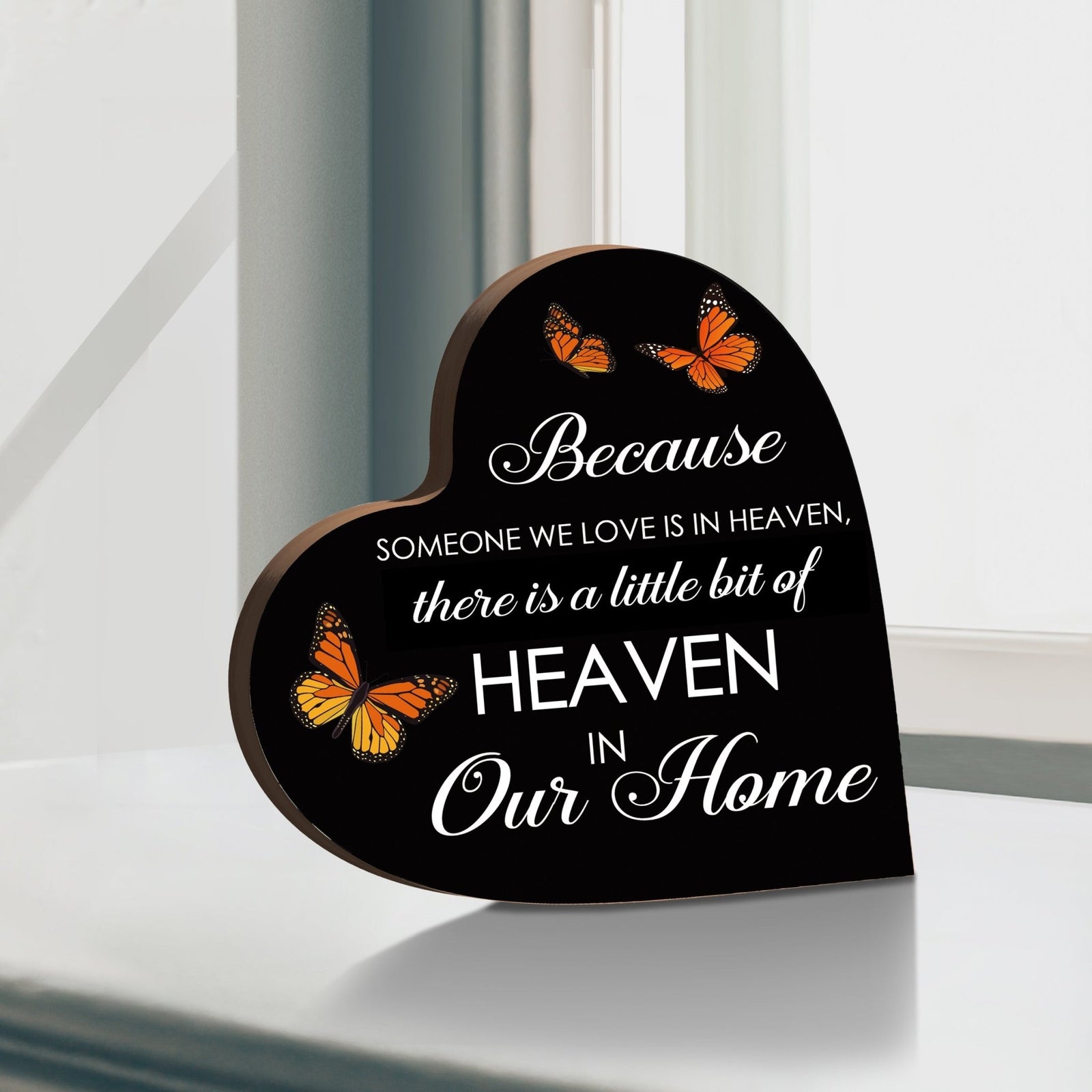 Wooden Memorial Heart Block Sign for Loss of Loved One - LifeSong Milestones