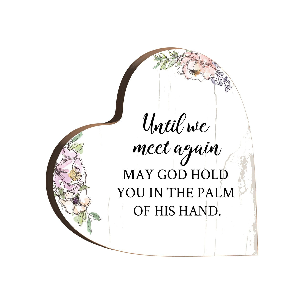 Wooden Memorial Heart Block Sign for Loss of Loved One - Until We Meet Again - LifeSong Milestones