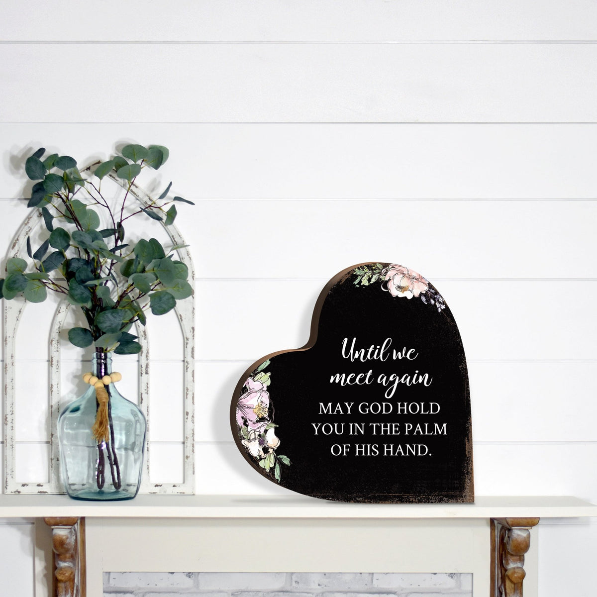 Wooden Memorial Heart Block Sign for Loss of Loved One - Until We Meet Again - LifeSong Milestones