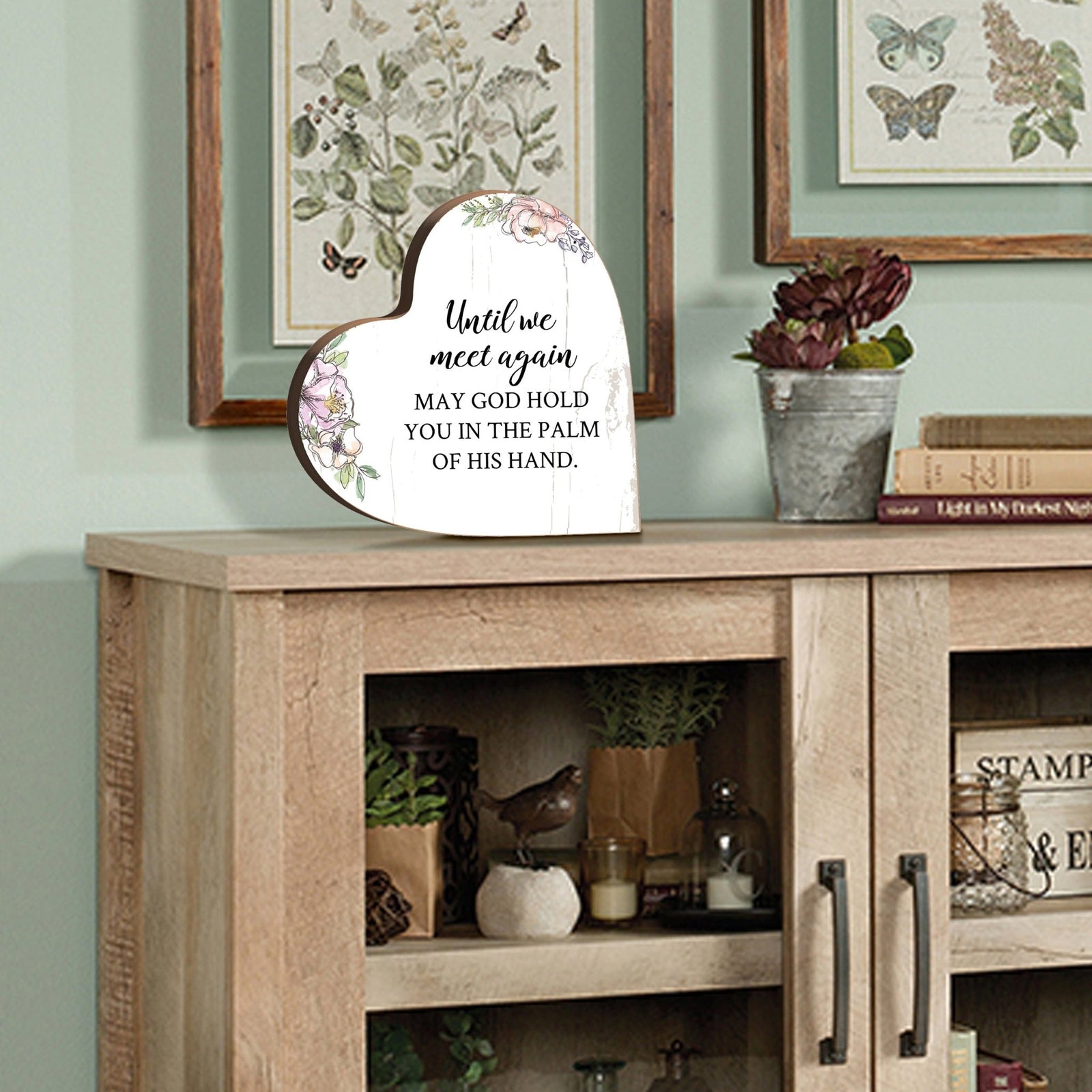 Wooden Memorial Heart Block Sign for Loss of Loved One - Until We Meet Again - LifeSong Milestones