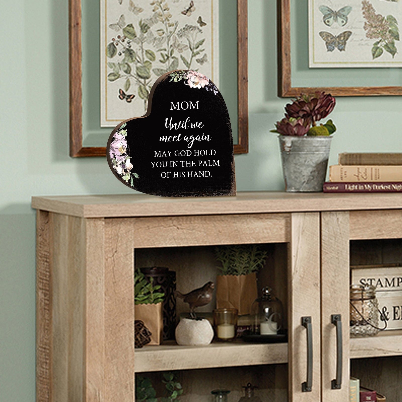 Wooden Memorial Heart Block Sign for Loss of Loved One - Until We Meet Again - LifeSong Milestones
