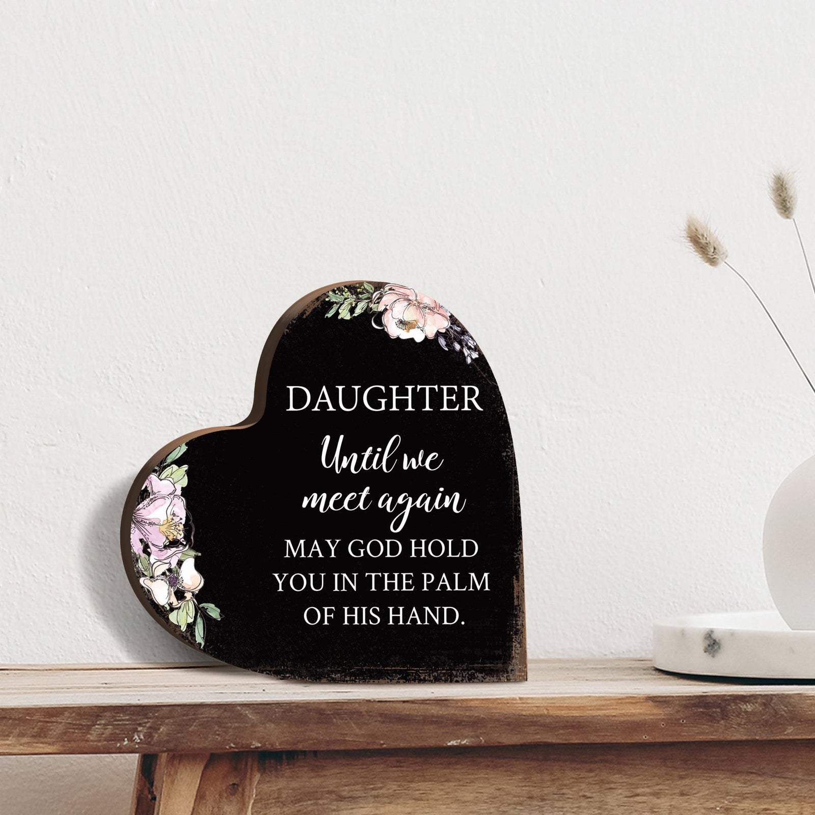 Wooden Memorial Heart Block Sign for Loss of Loved One - Until We Meet Again - LifeSong Milestones