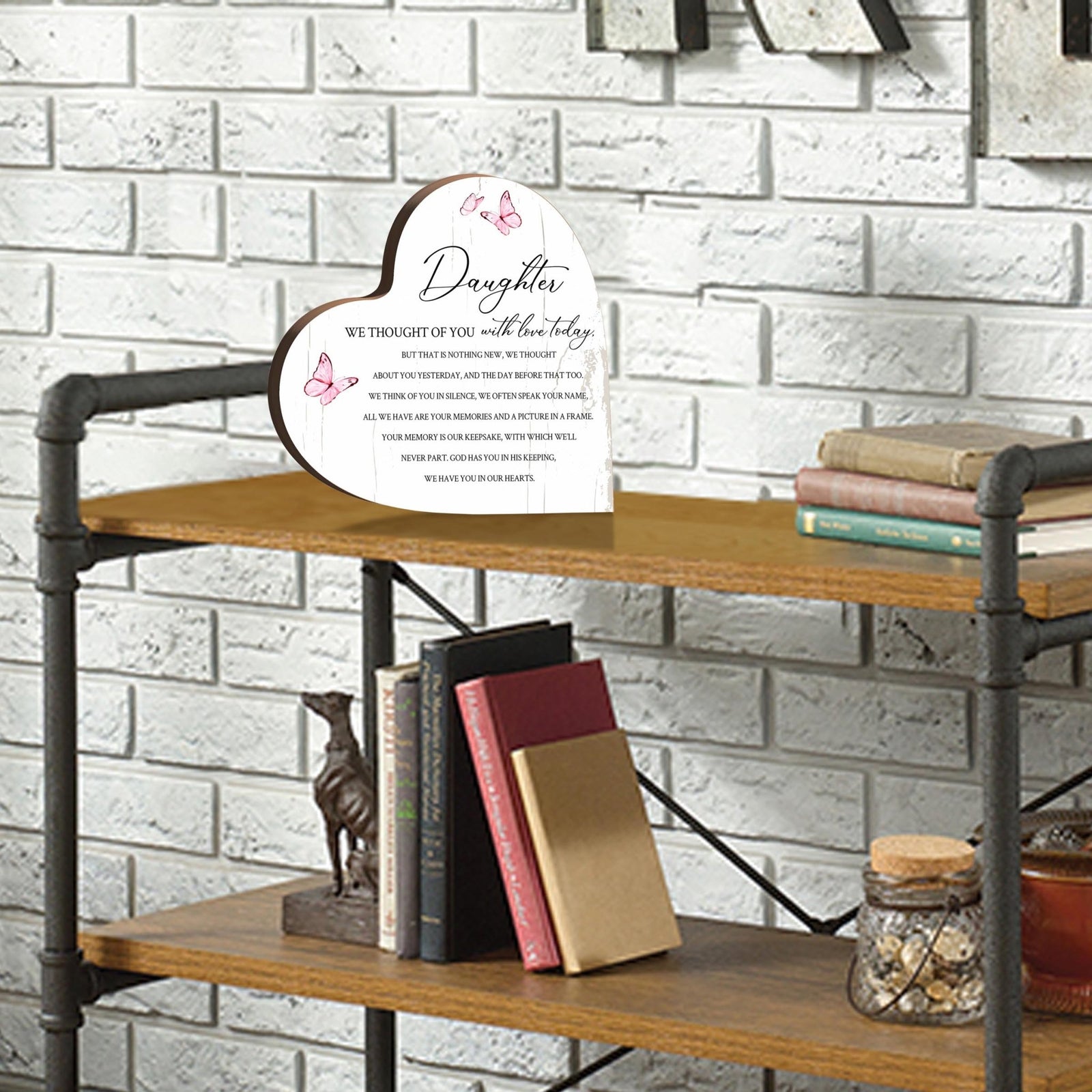 Wooden Memorial Heart Block Sign for Loss of Loved One - We Thought Of You - LifeSong Milestones