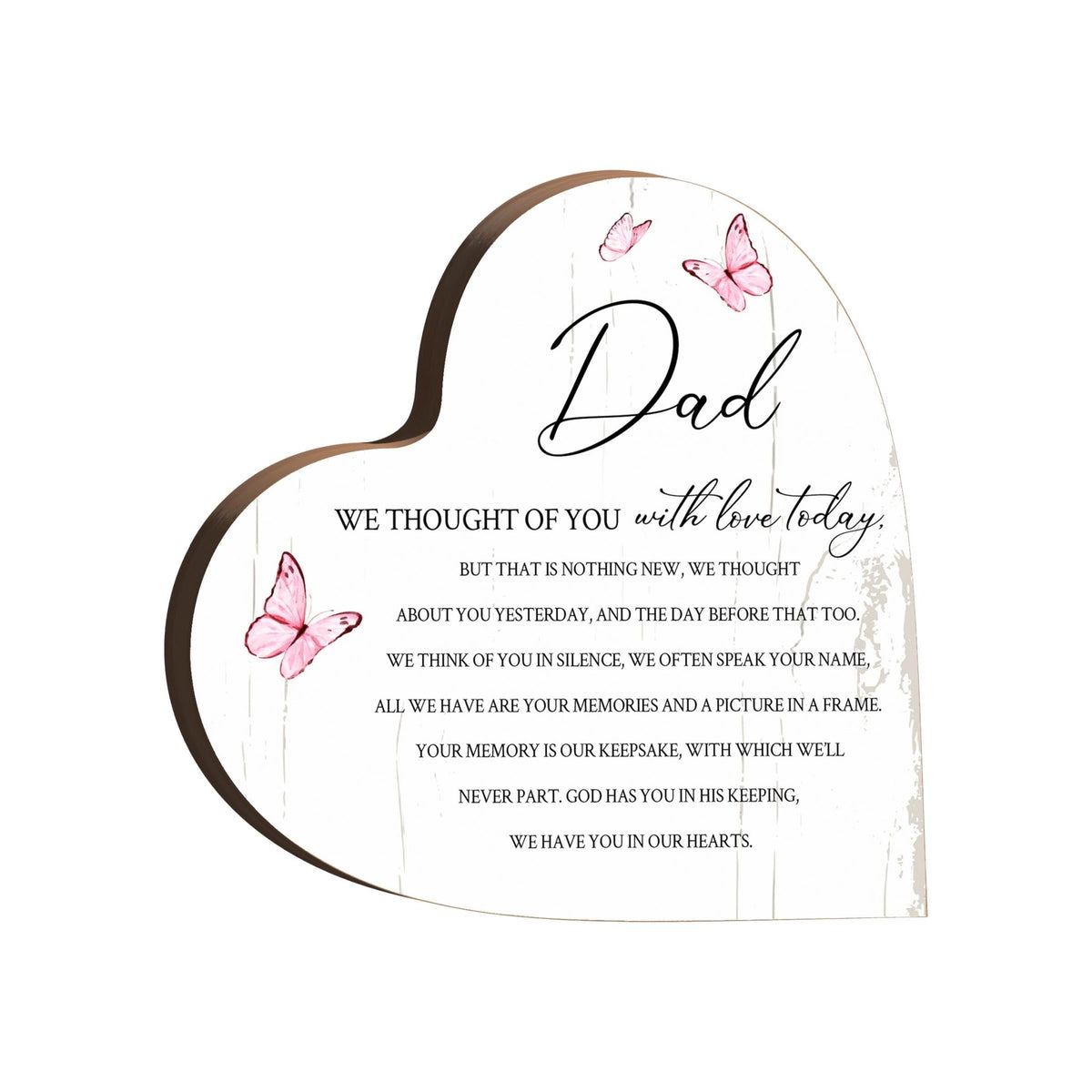 Wooden Memorial Heart Block Sign for Loss of Loved One - We Thought Of You - LifeSong Milestones