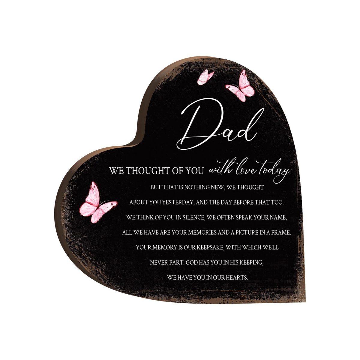 Wooden Memorial Heart Block Sign for Loss of Loved One - We Thought Of You - LifeSong Milestones